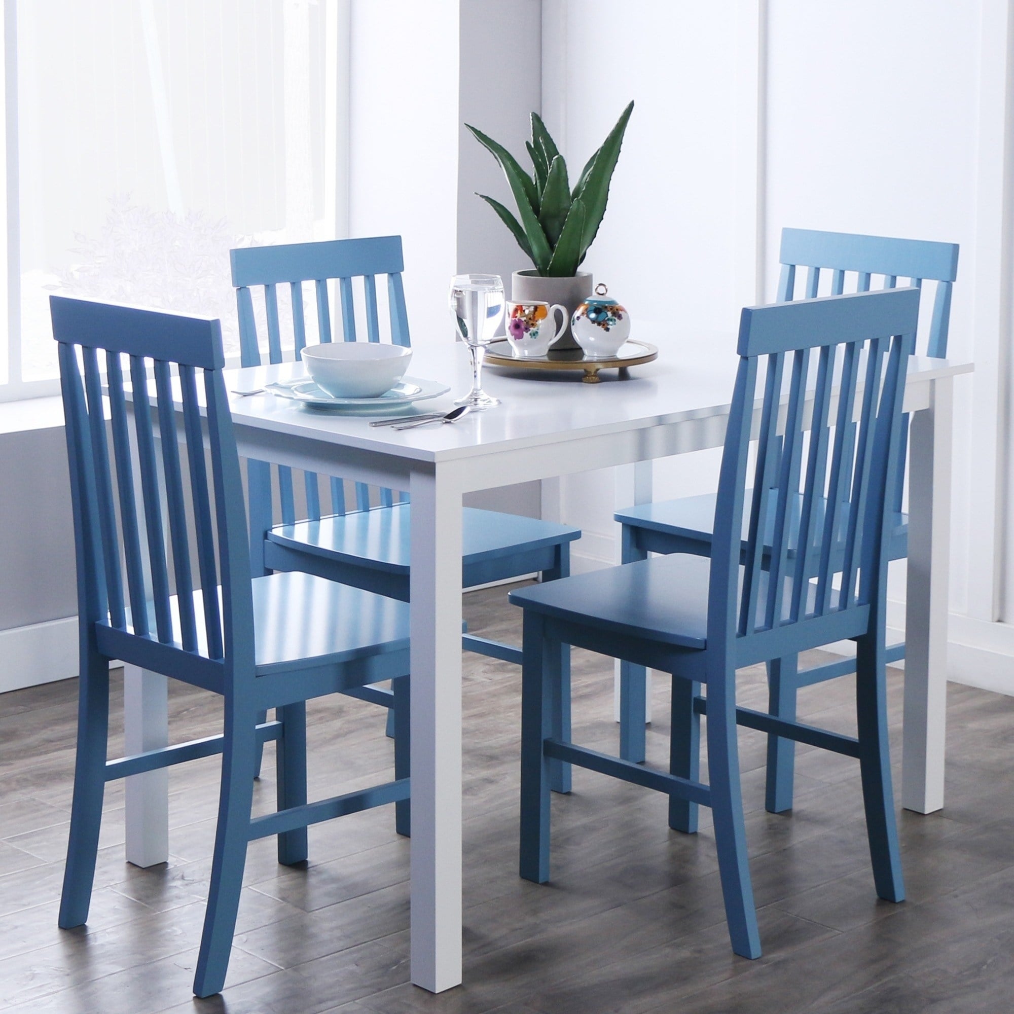 Havenside Home Bethune 5 Piece White And Powder Blue Dining Set Havenside Home Bethune 5 Piece White And Powder Blue Dining Set On Free Shipping Today 20640339