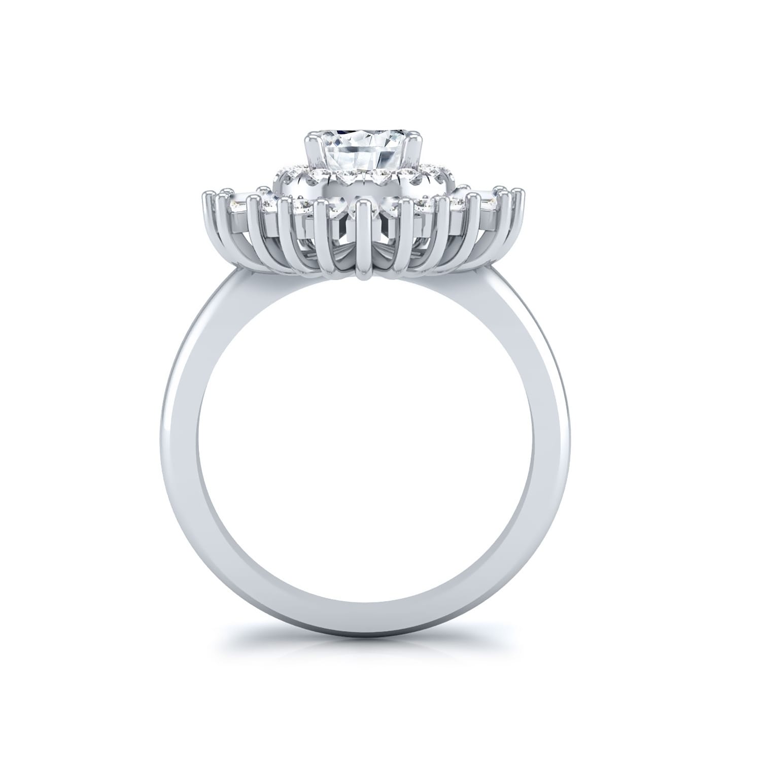 14k Gold Vintage 1 2ct Tdw Certified Round And Baguette 14k Gold Vintage 1 2ct Tdw Certified Round And Baguette Ballerina Diamond Halo Engagement Ring By Auriya On Free Shipping Today
