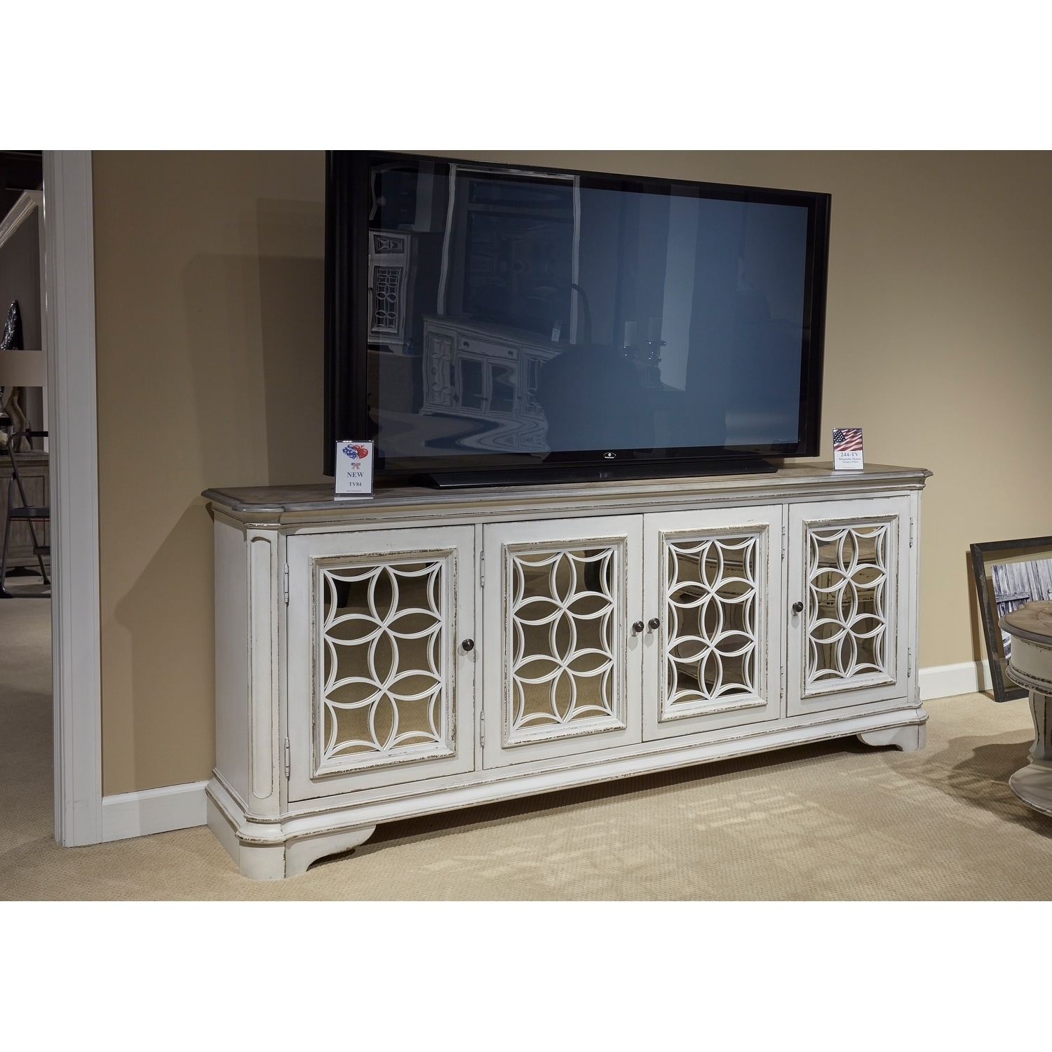 Shop Magnolia Manor Antique White Tv Console On Sale Ships To