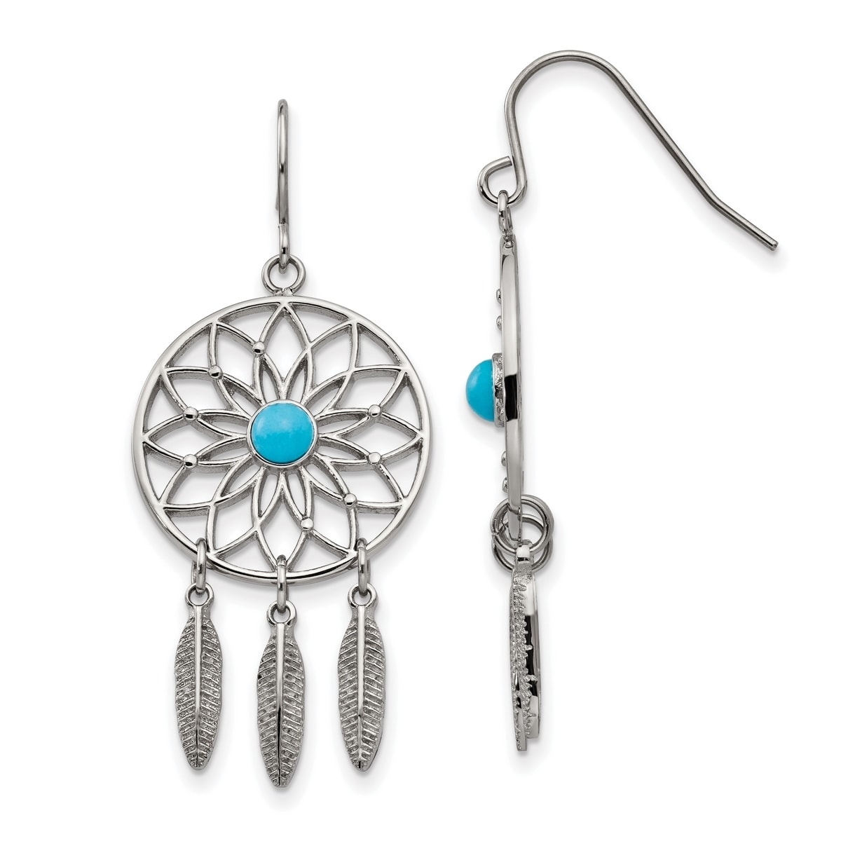 Versil Stainless Steel Polished With Imitation Turquoise Versil Stainless Steel Polished With Imitation Turquoise Dreamcatcher Earrings Free Shipping Today 20730002
