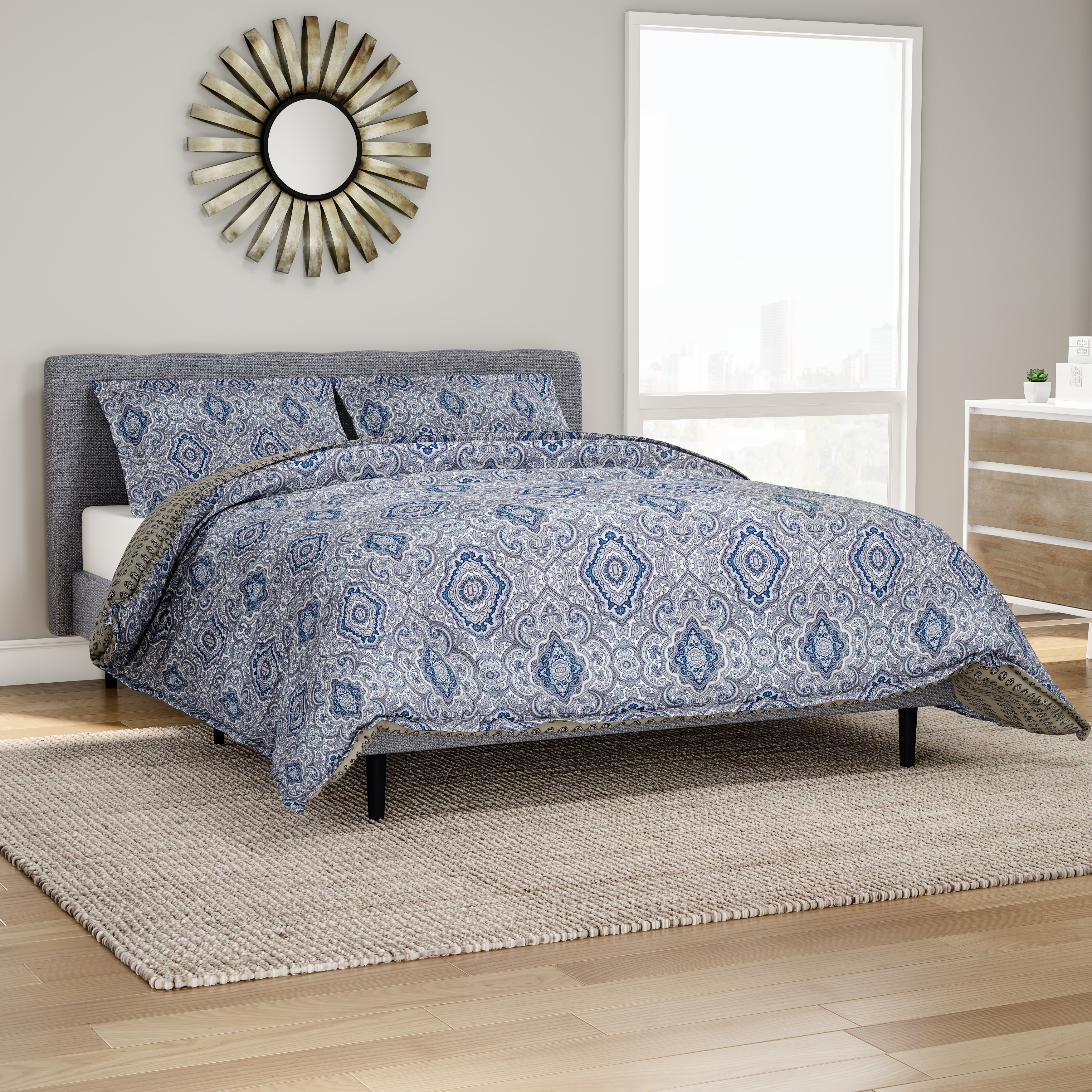 Carson Carrington Harstad Blue Cotton 3 Piece Duvet Cover Set Carson Carrington Harstad Blue Cotton 3 Piece Duvet Cover Set