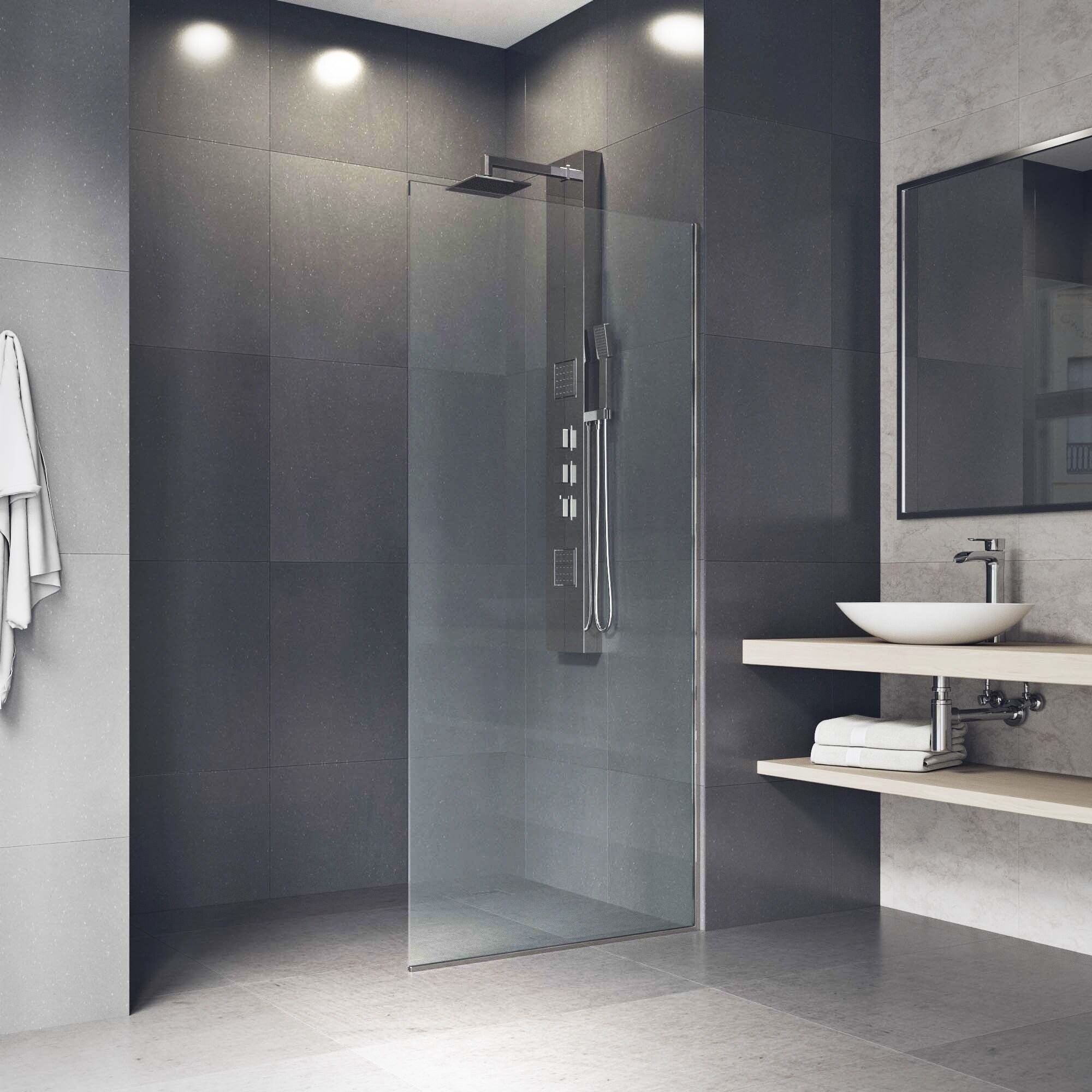 Vigo Zenith Stainless Steel 34x74 Inch Frameless Fixed Gl Vigo Zenith Stainless Steel 34x74 Inch Frameless Fixed Gl Panel Shower Screen Ships To Canada Ca 20769158