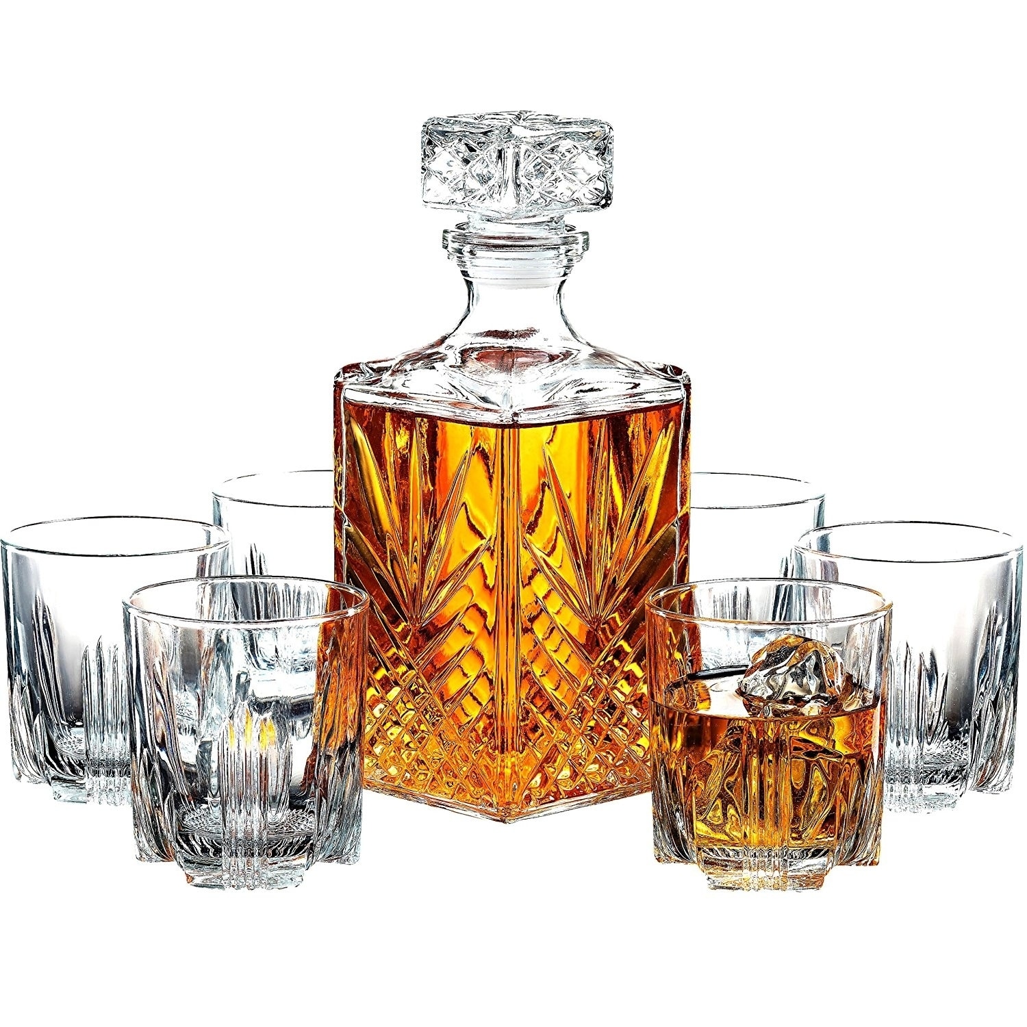 7 Piece Italian Crafted Gl Decanter Whisky Gles Set 7 Piece Italian Crafted Gl Decanter Whisky Gles Set Elegant With Ornate Stopper And 6 Exquisite Free Shipping On Orders