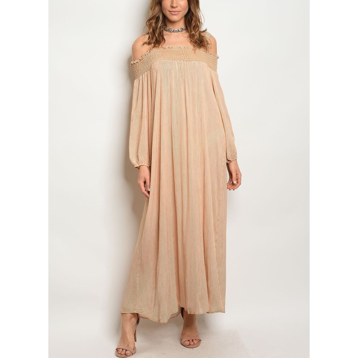 off the shoulder flowy maxi dress