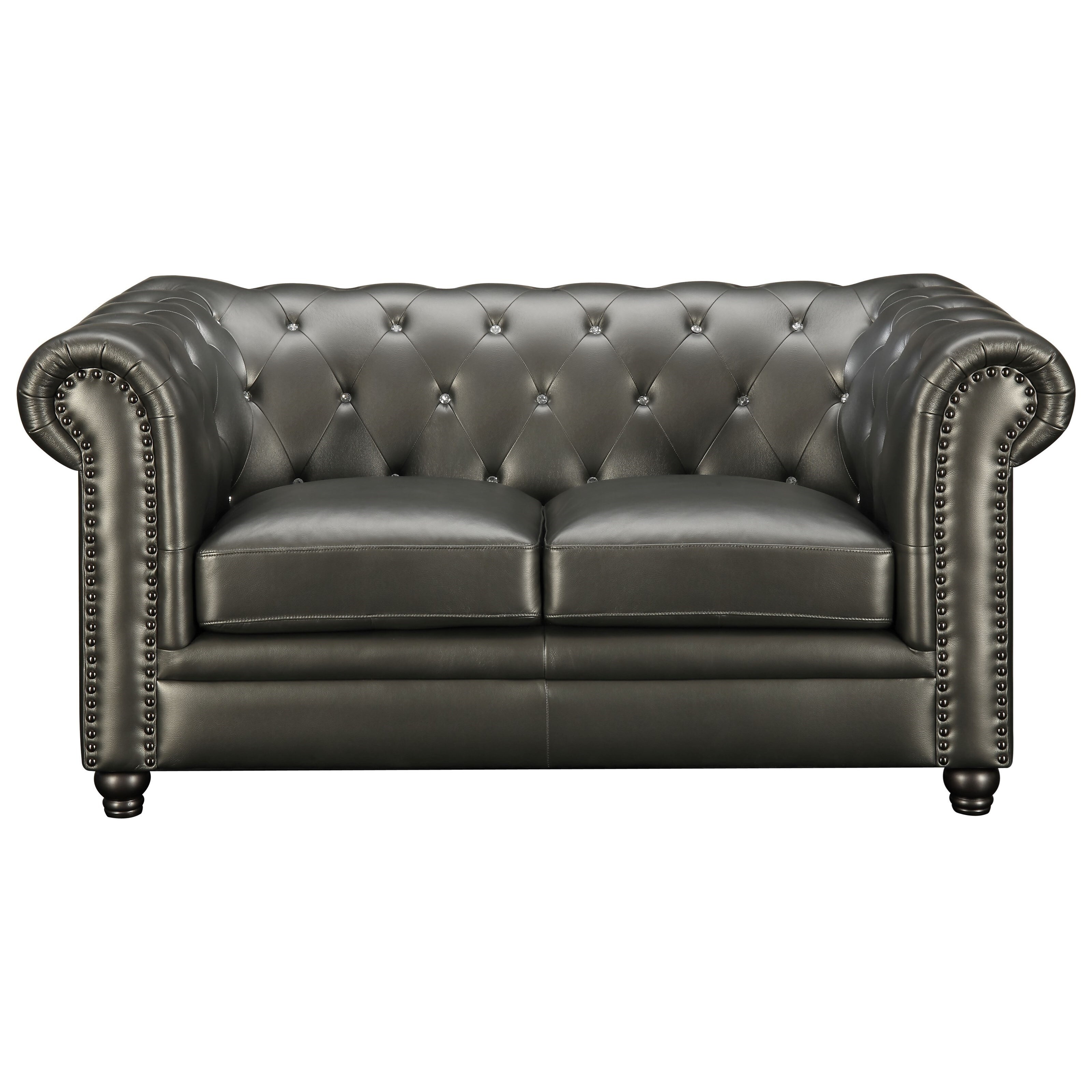 Incredibly Tufted Gray Leather Love Seat 2 Seater Free Incredibly Tufted Gray Leather Love Seat 2 Seater Free Shipping Today 20978052