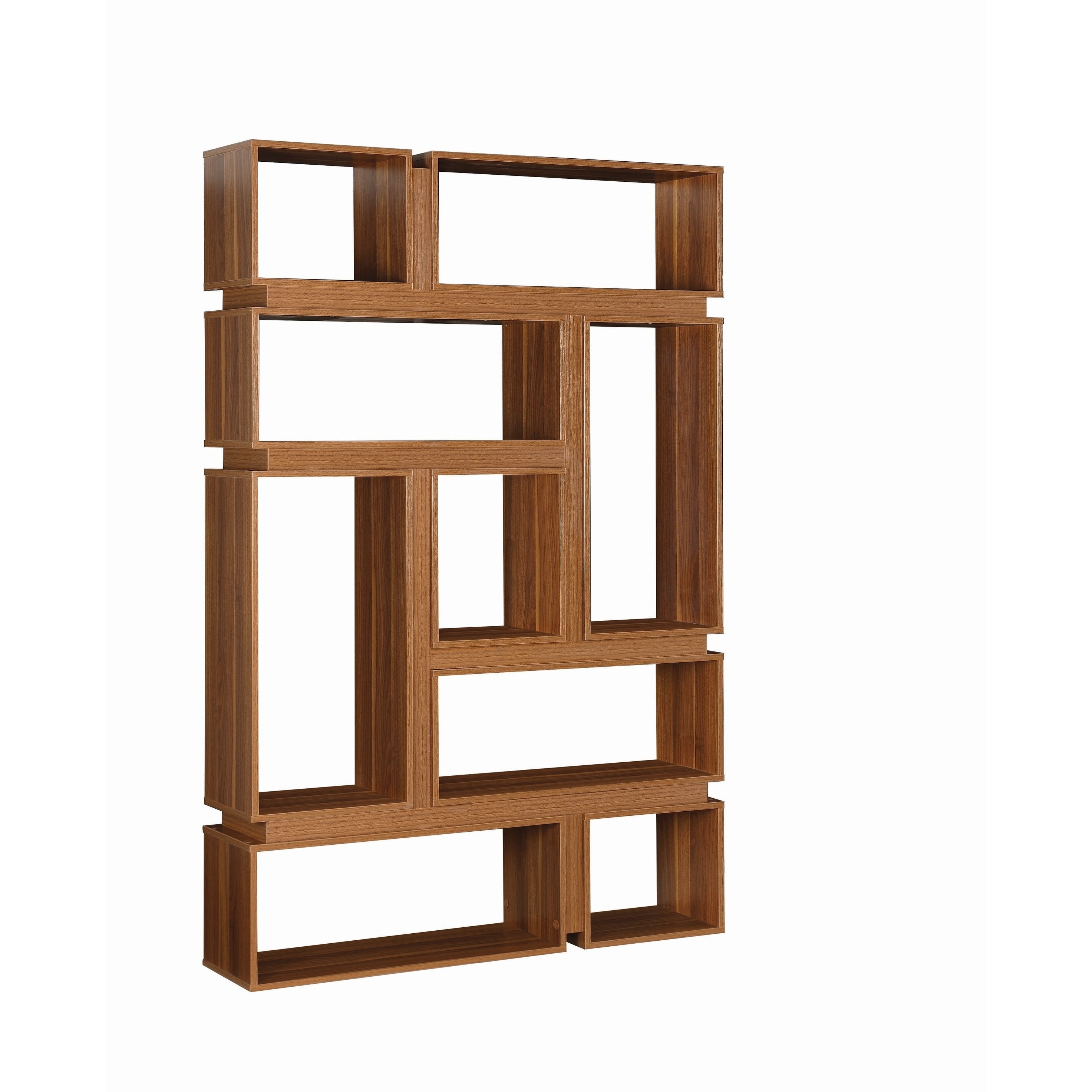 Modern Light Walnut 9 Shelf Geometric Bookcase Free Shipping Today Modern Light Walnut 9 Shelf Geometric Bookcase Free Shipping Today 26785269