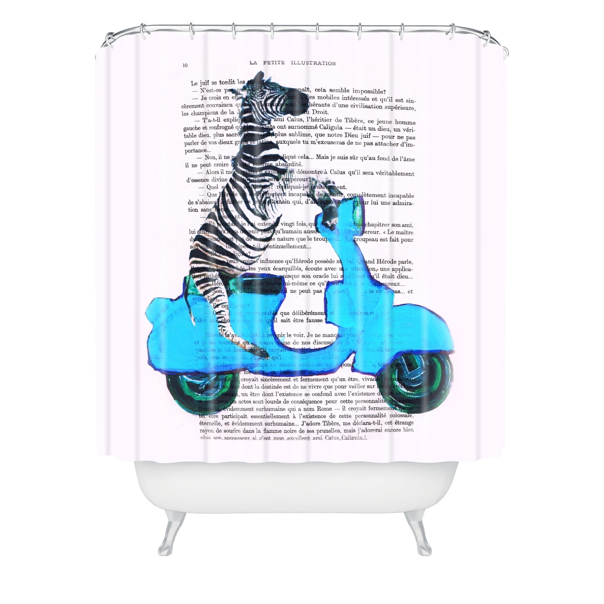 Coco De Paris Zebra On Blue Vespa Shower Curtain Free Shipping