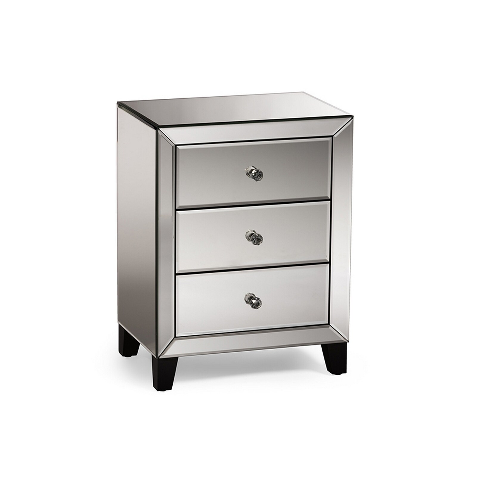Urban Designs Chevron Modern Mirrored 3 Drawers Nightstand Urban Designs Chevron Modern Mirrored 3 Drawers Nightstand Bedside Table