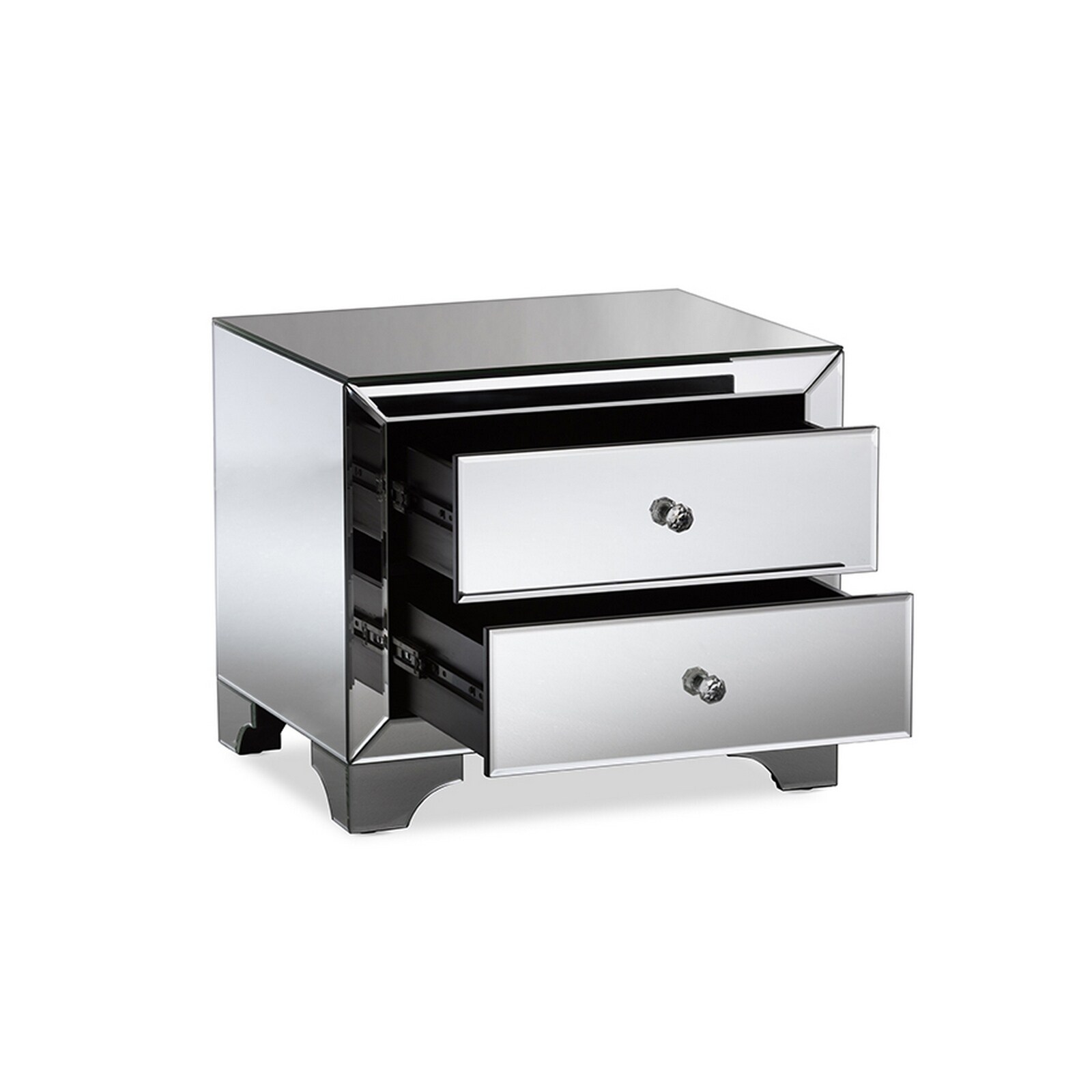 Urban Designs Farrah Hollywood Glamour Style Mirrored 2 Drawer Nightstand Urban Designs Farrah Hollywood Glamour Style Mirrored 2 Drawer Nightstand