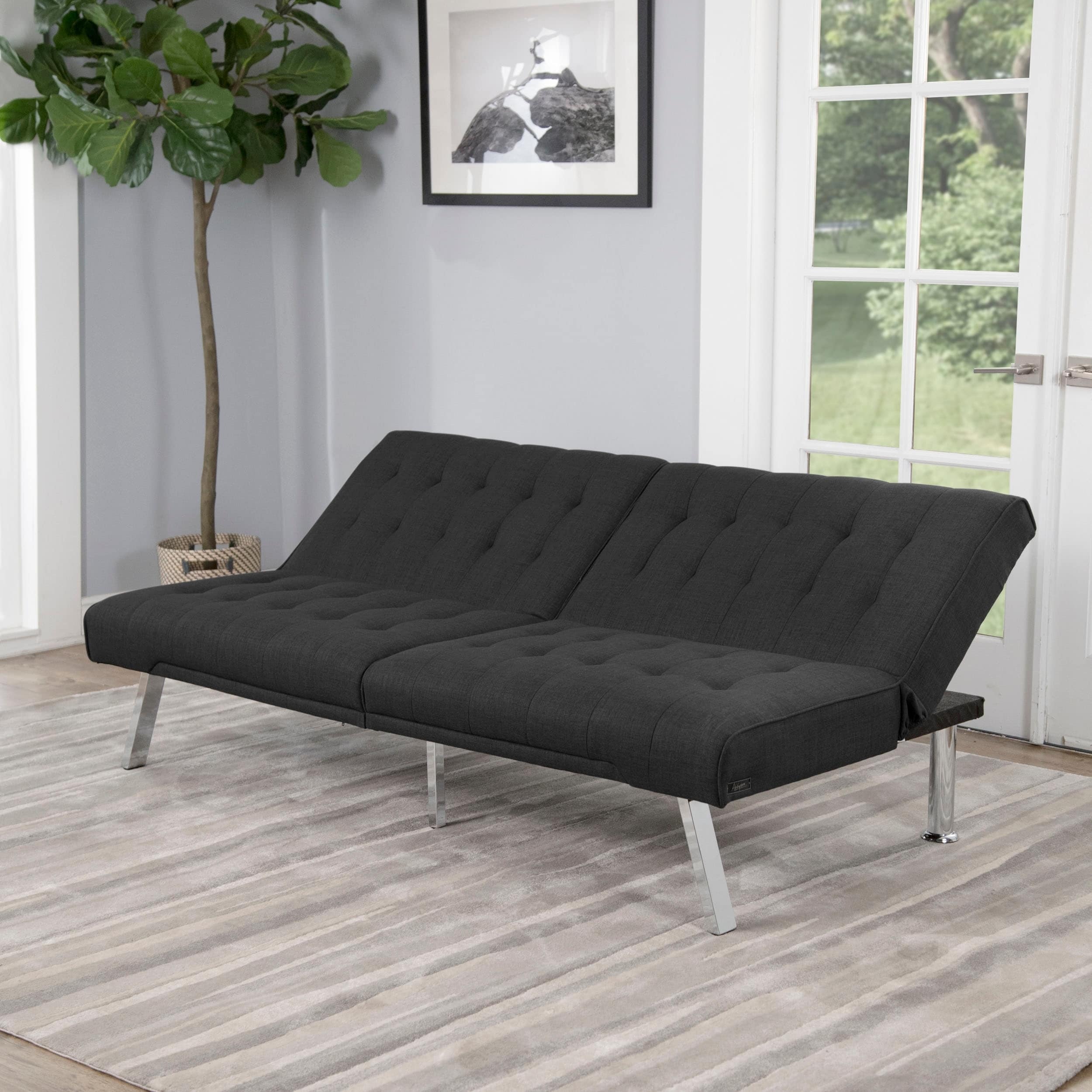 Abbyson Clayton Grey Fabric Futon Sofa Bed
