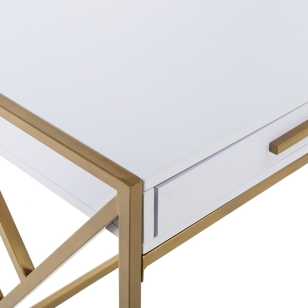 Safavieh Elaine White Gold 1 Drawer Desk