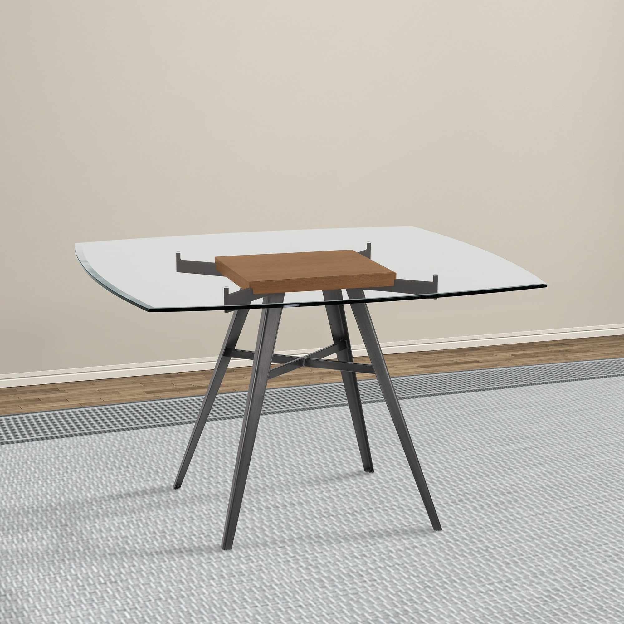 Armen Living Ojai Contemporary Dining Table In Mineral Finish Armen Living Ojai Contemporary Dining Table In Mineral Finish With Clear Gl Top And Walnut Wood Insert
