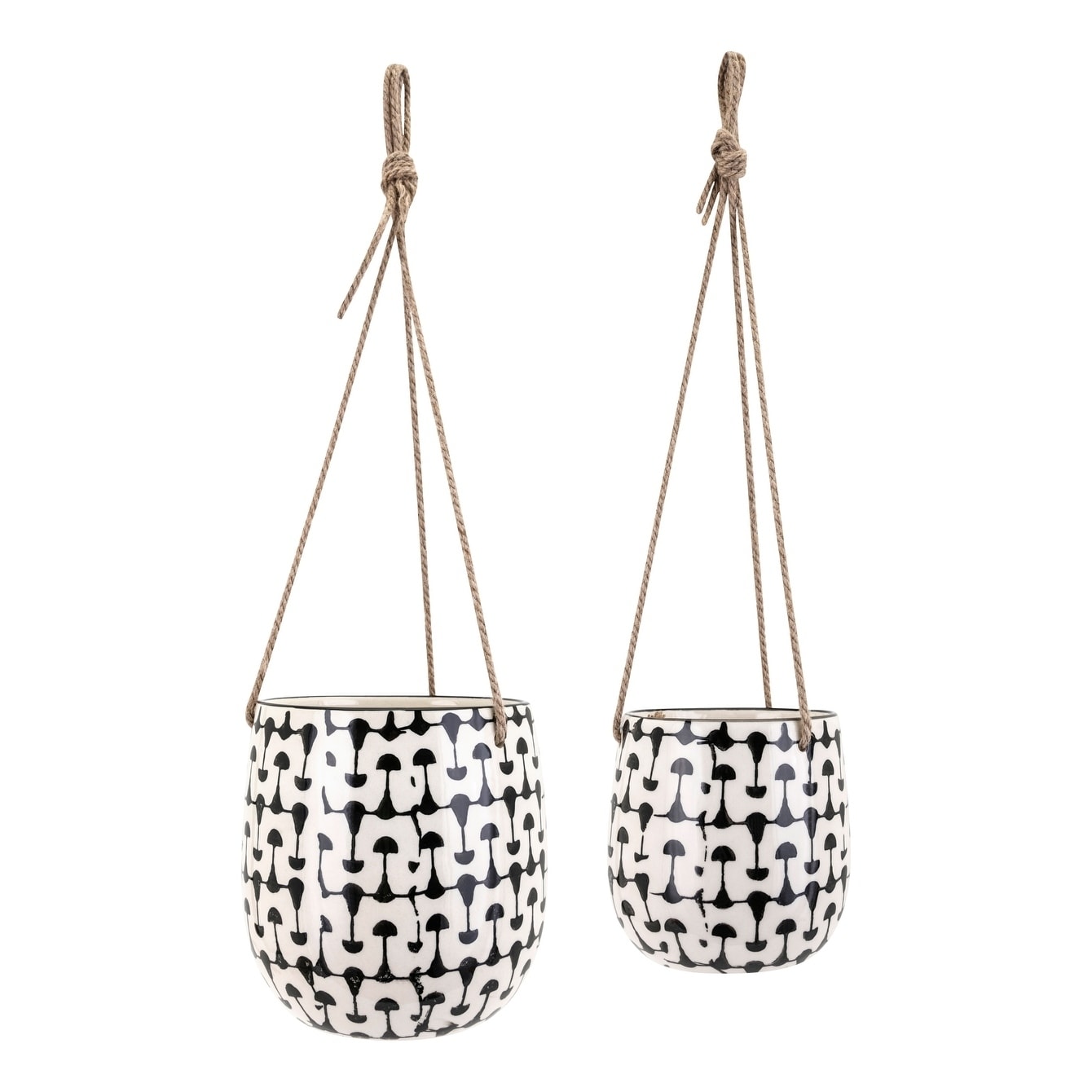 Watford Black And White Hanging Planters Set Of 2 On Watford Black And White Hanging Planters Set Of 2