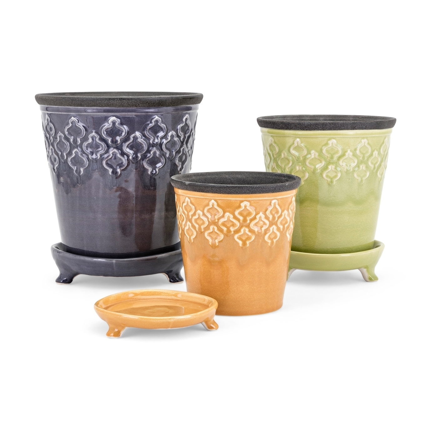 Emma Multi Color Ceramic Flower Pots Set Of 3 Free Shipping Emma Multi Color Ceramic Flower Pots Set Of 3