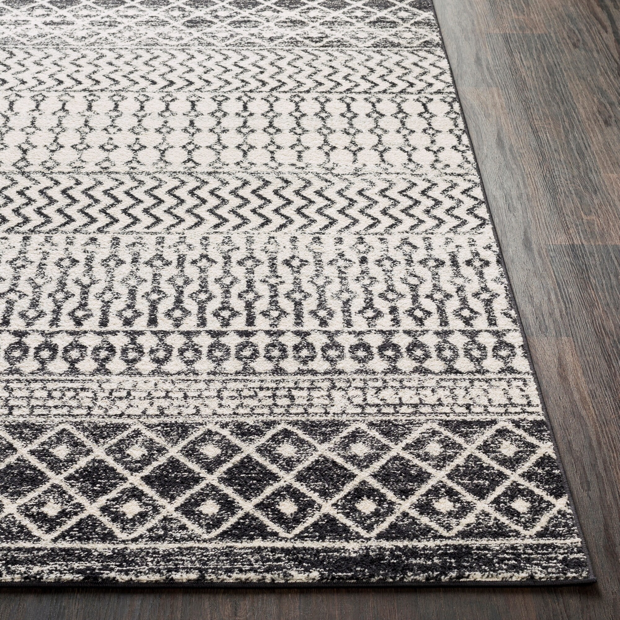 E Black White Bohemian Area Rug 5 3 X 7 6 On E Black White Bohemian Area Rug 5 3 X 7 6 On Free Shipping Today 21278260