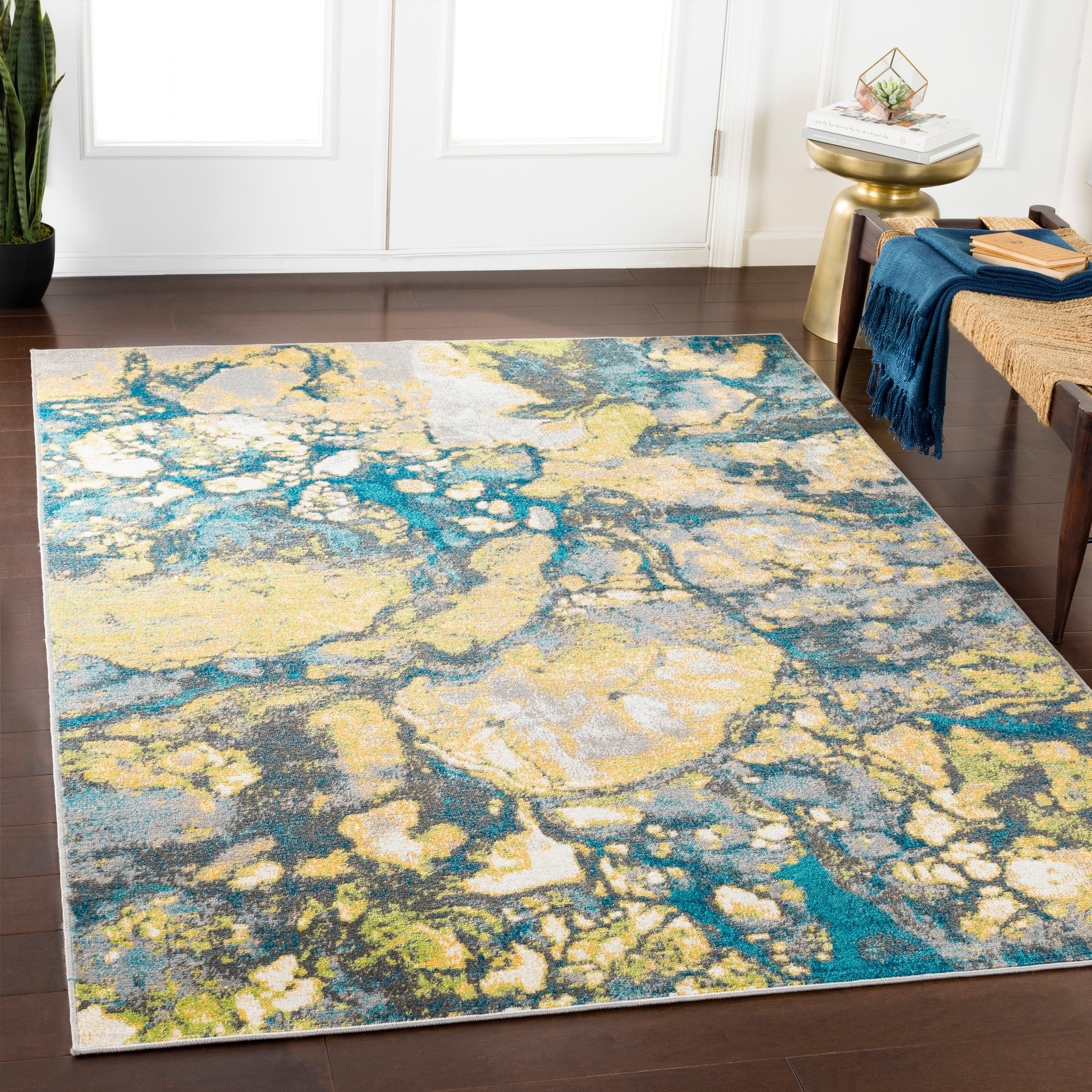 Andi Teal Lime Abstract Area Rug 5 3 X 7 6 On Andi Teal Lime Abstract Area Rug 5 3 X 7 6 On Free Shipping Today 21279264