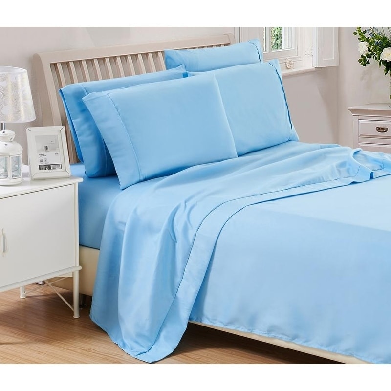 6 Piece Solid Brushed 1800 Series Bed Sheets Set Deep Pocket 6 Piece Solid Brushed 1800 Series Bed Sheets Set Deep Pocket Stain Resistant Soft Extremely Durable Sheet