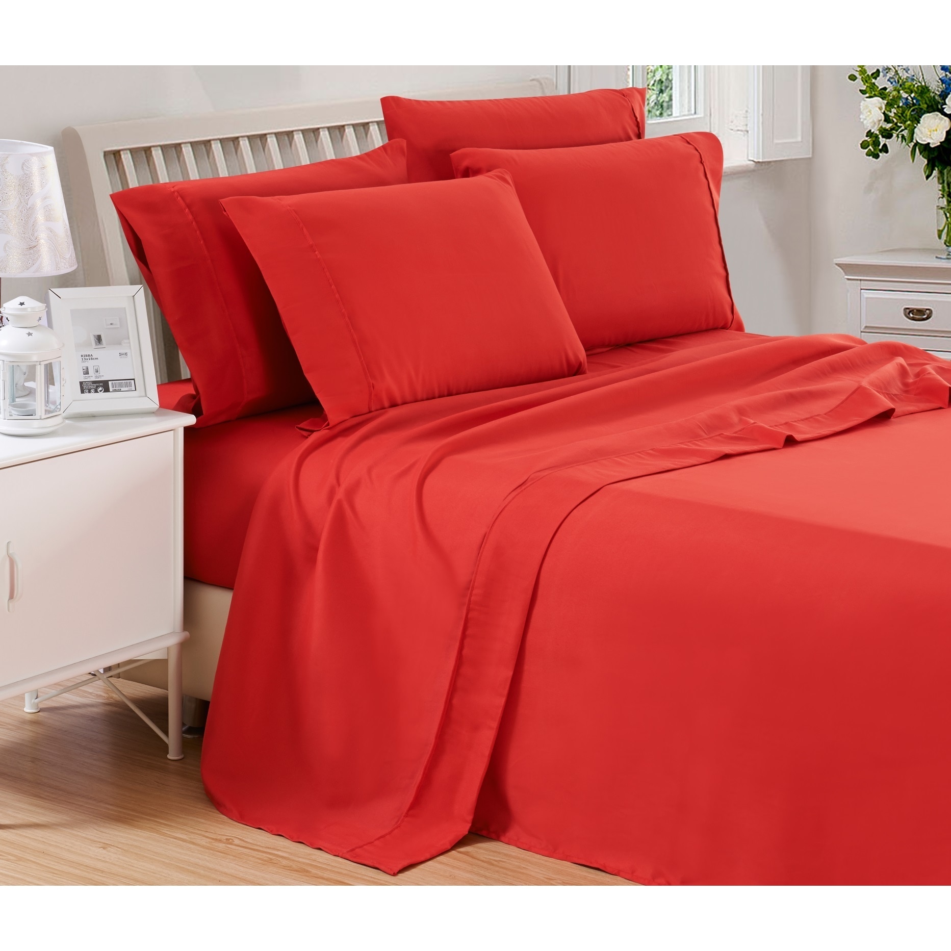 6 Piece Solid Brushed 1800 Series Bed Sheets Set Deep Pocket 6 Piece Solid Brushed 1800 Series Bed Sheets Set Deep Pocket Stain Resistant Soft Extremely Durable Sheet Free Shipping On Orders Over 45
