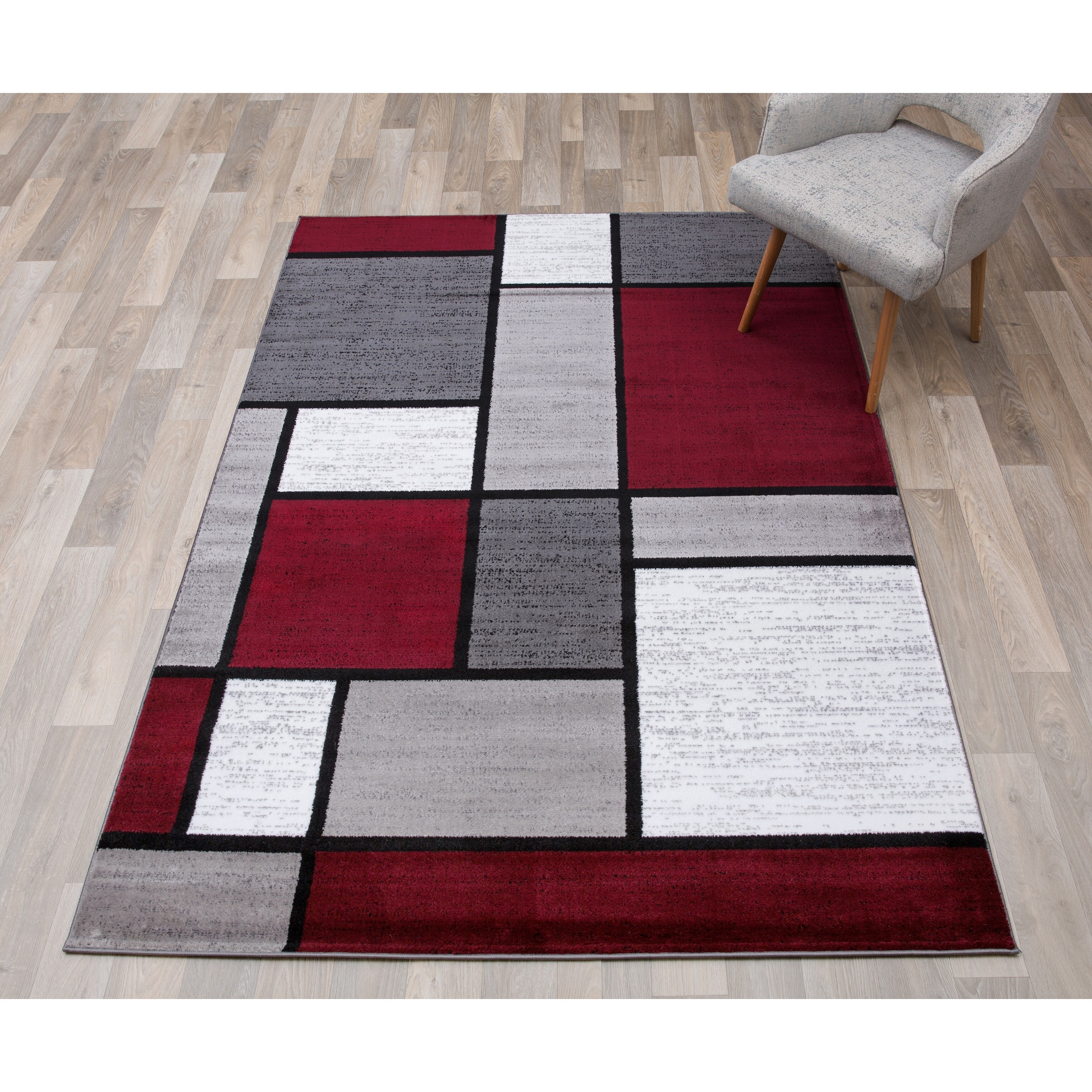 Polypropylene Contemporary Modern Bo Red Area Rug 5 3 X 7