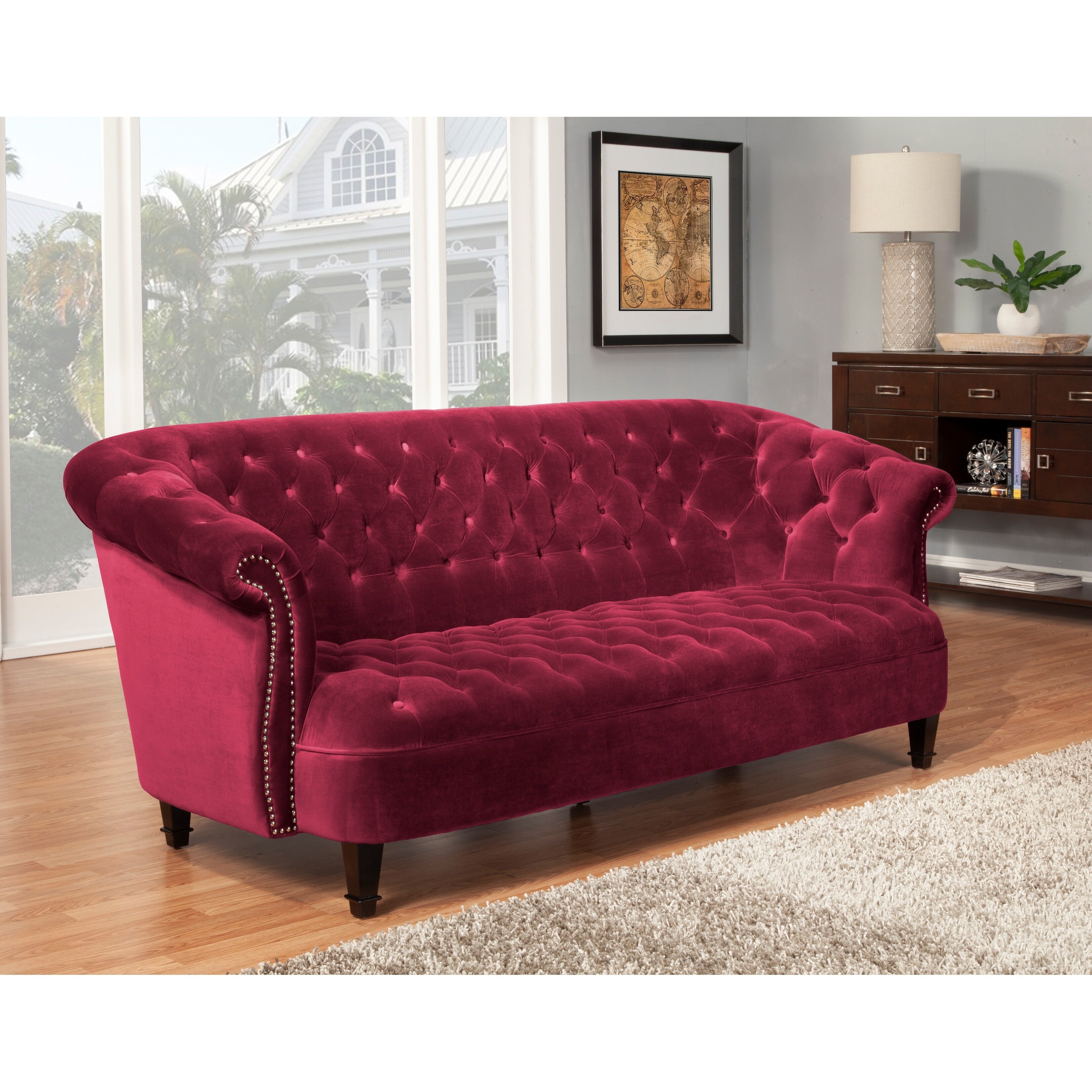 Cini Sofa Raspberry Velvet Free Shipping Today Cini Sofa Raspberry Velvet Free Shipping Today 21422817