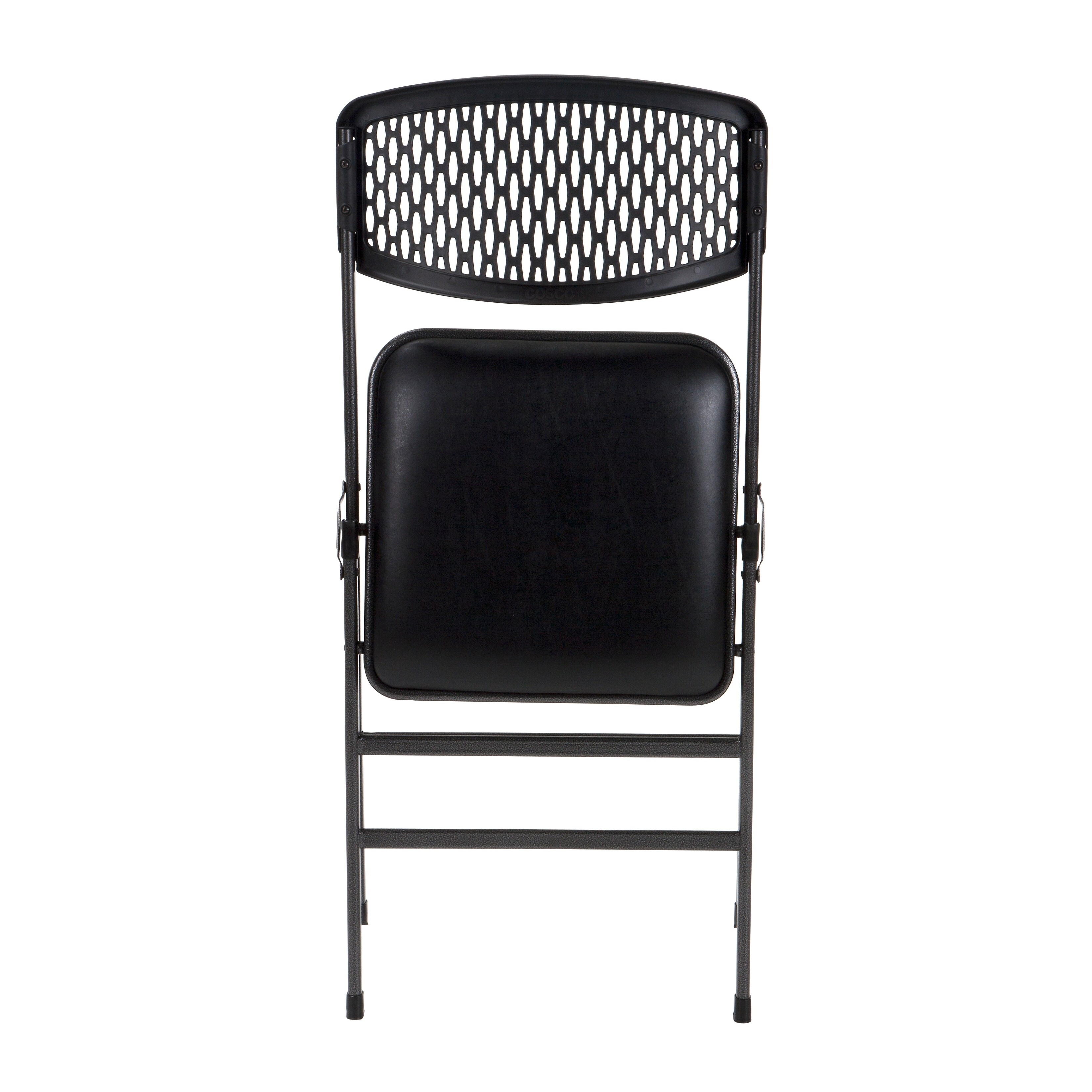 Cosco Commercial Vinyl Seat Folding Chair With Mesh Back 4 Pack