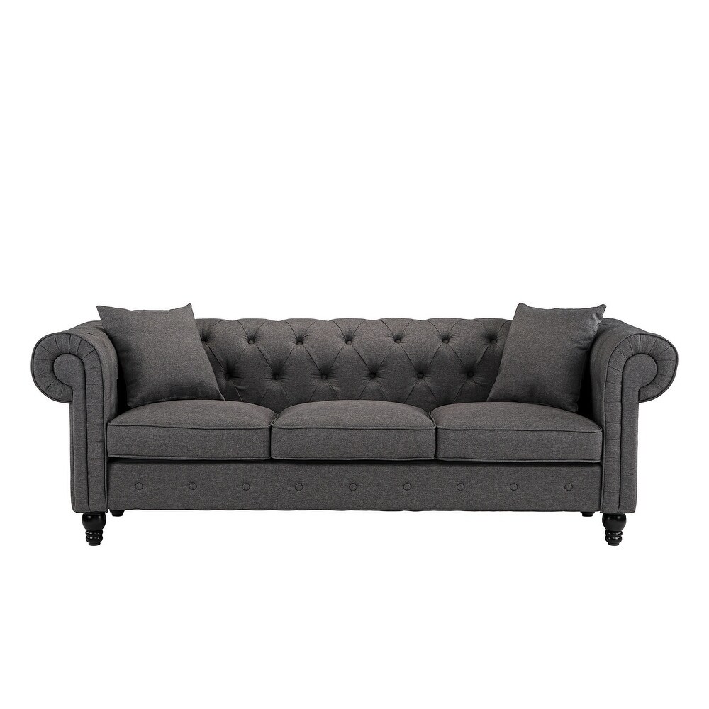 Clic Chesterfield 3 Seater Sofa Linen Free Shipping Today Clic Chesterfield 3 Seater Sofa Linen Free Shipping Today 21709105