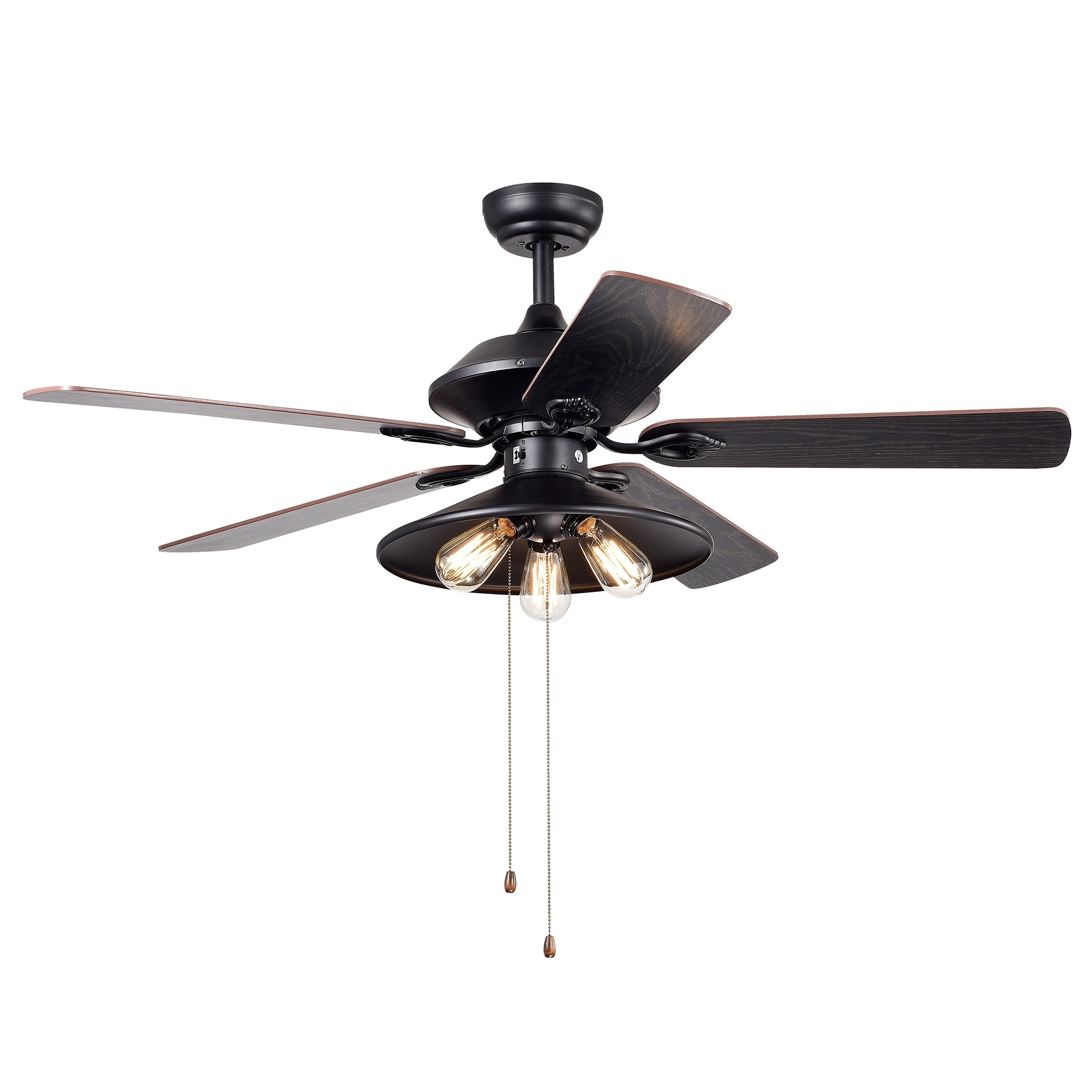 Upille 3 Light Metal 5 Blade 52 Inch Matte Black Ceiling Fan Upille 3 Light Metal 5 Blade 52 Inch Matte Black Ceiling Fan Includes Edison Bulbs On Free Shipping Today 21723973