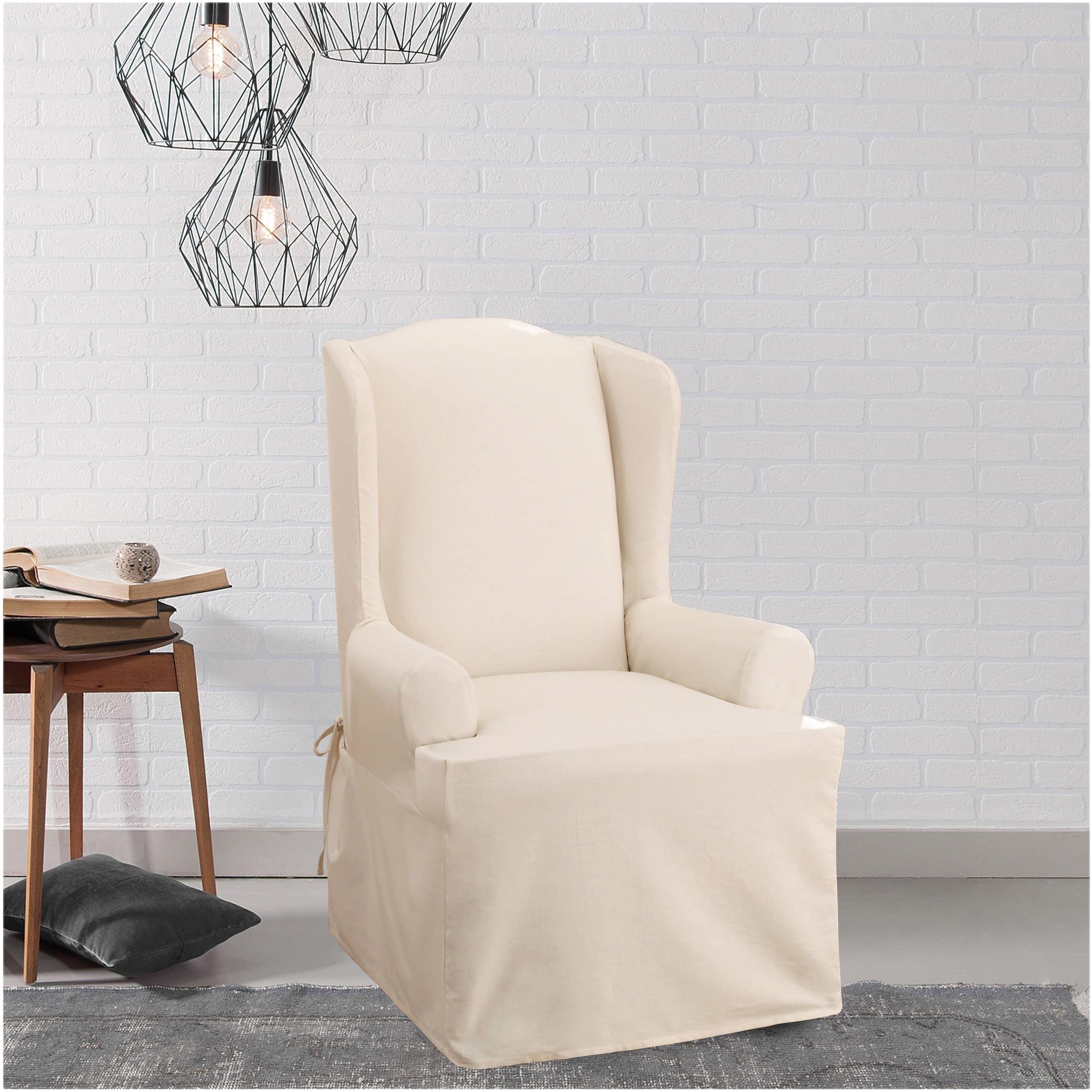 shop sure fit cotton duck wing chair slipcover free shipping today overstockcom 2177484 - Wing Chair Slipcover shop sure fit cotton duck wing chair slipcover free shipping today overstockcom 2177484 - Wing Chair Slipcover