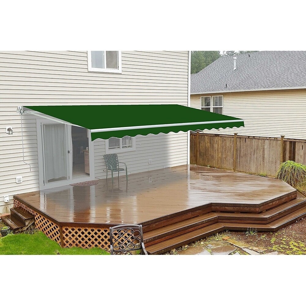 ALEKO Motorized Retractable Outdoor Home Patio Awning 13x10 Green