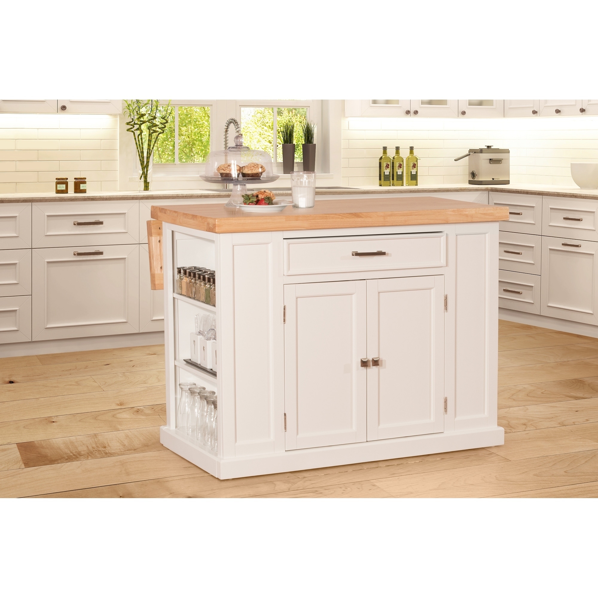 Hilale Flemington Kitchen Island In White With Wood Top On Hilale Flemington Kitchen Island In White With Wood Top On Free Shipping Today 21904585