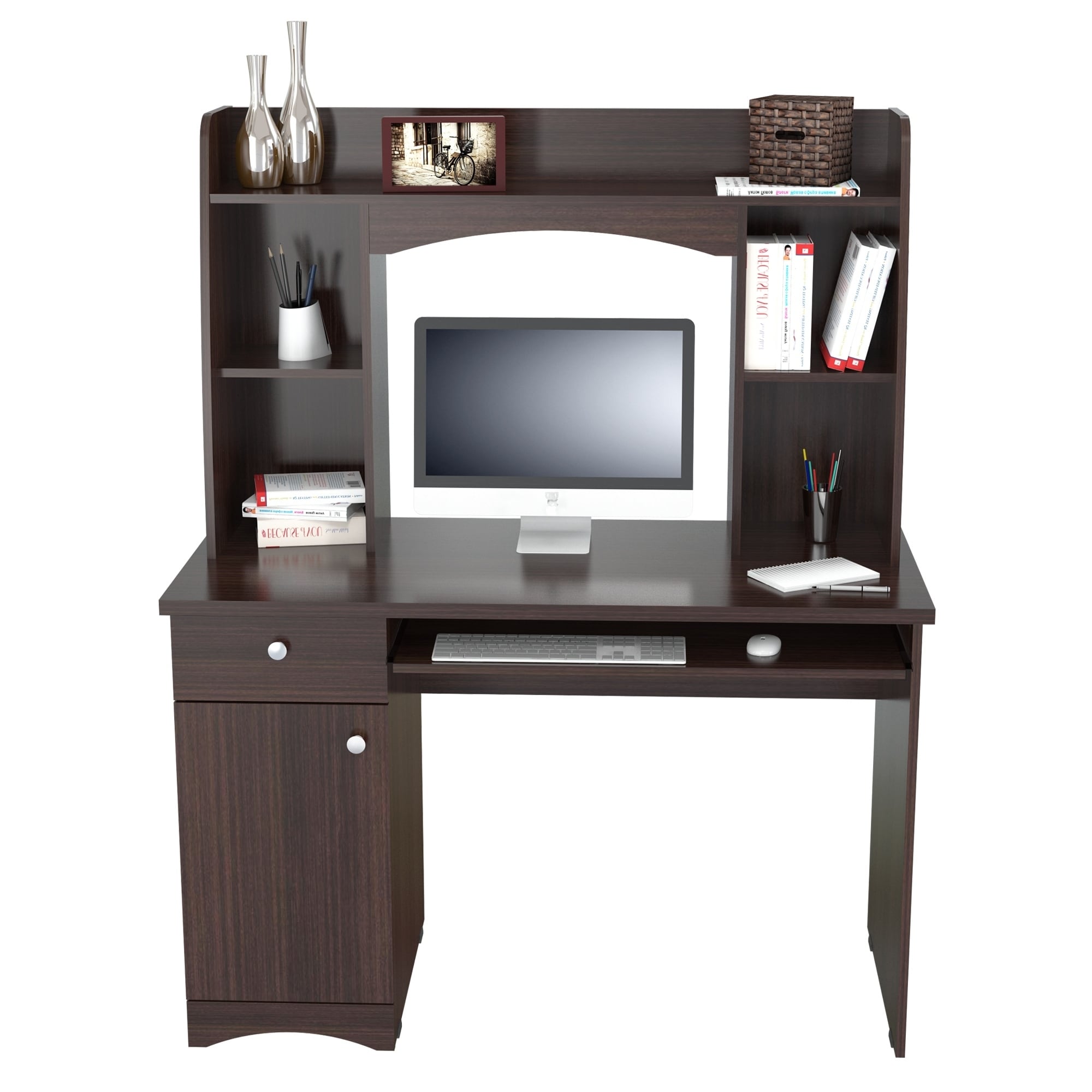 Inval Jansse Espresso Wengue Workstation With Hutch On Inval Jansse Espresso Wengue Workstation With Hutch On Free Shipping Today 21908666