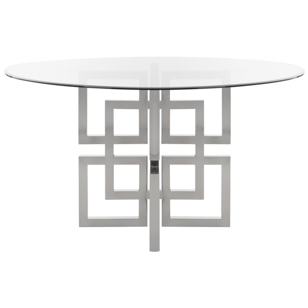 Shop Safavieh Couture Harlan Chrome Round Glass Top Dining Table