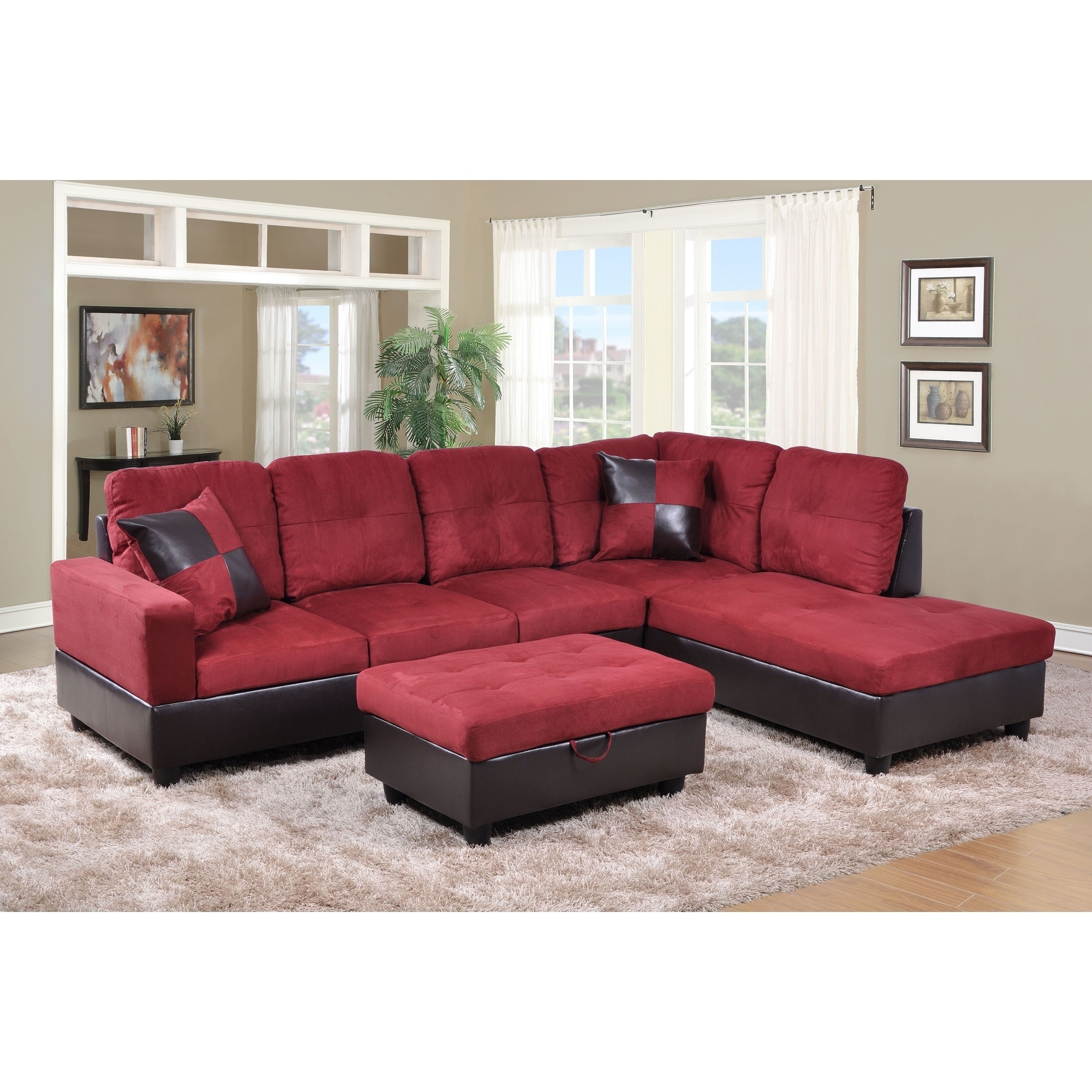 Golden Coast Furniture 3 Piece Microfiber Leather Sofa Golden Coast Furniture 3 Piece Microfiber Leather Sofa Sectional With Ottoman Storage On Free Shipping Today 21930338
