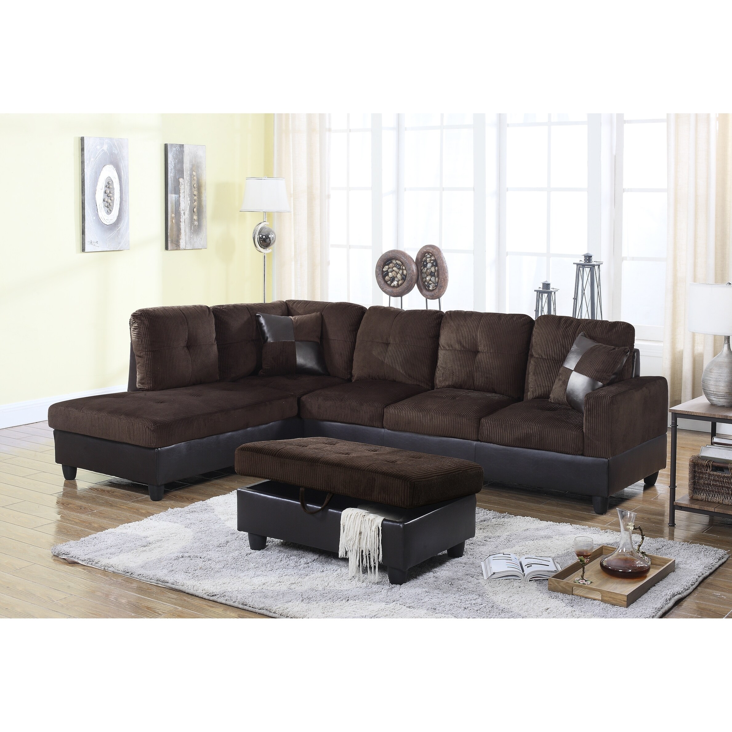 Golden Coast Furniture 3 Piece Microfiber Leather Sofa Golden Coast Furniture 3 Piece Microfiber Leather Sofa Sectional With Ottoman Storage Free Shipping Today 21930338