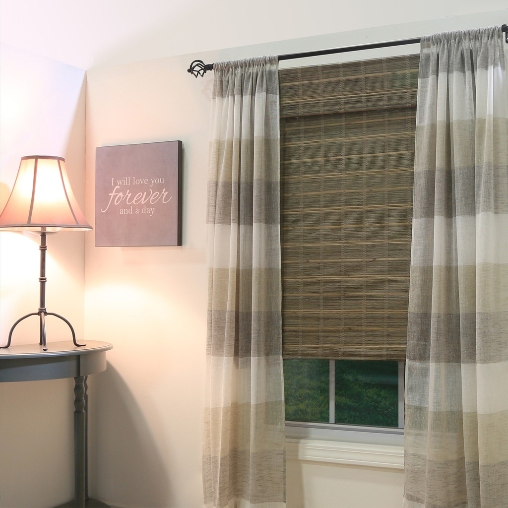 Shop Radiance Cordless Driftwood Bayshore Bamboo Roman Shade On