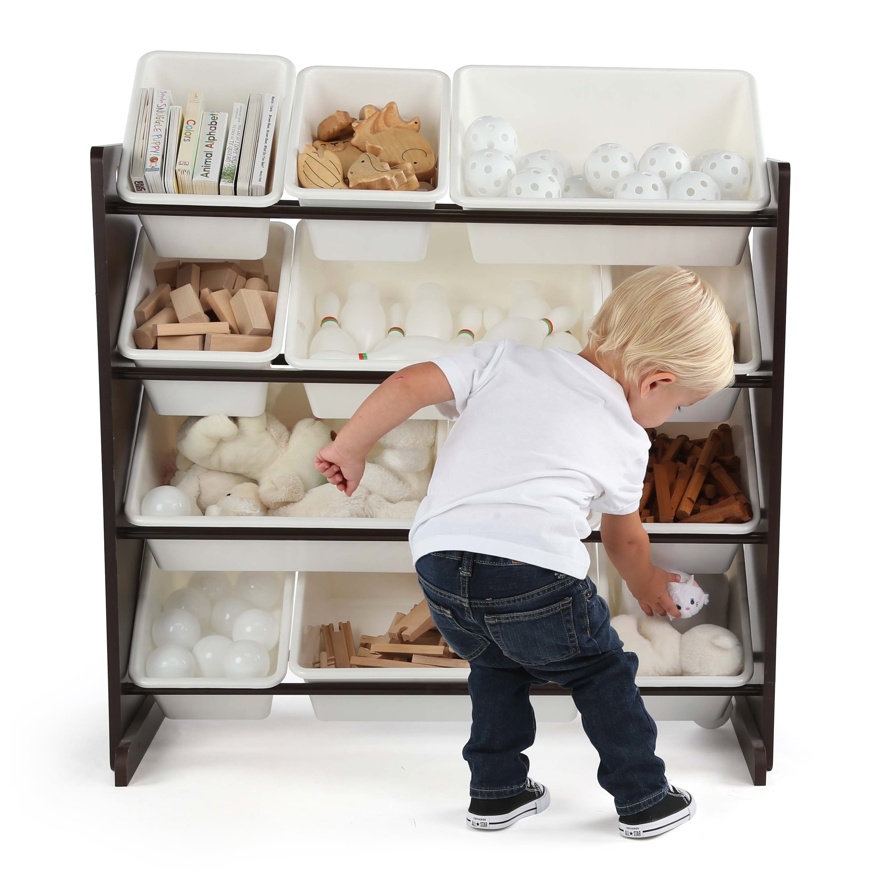 Tot Tutors Kids Wood Toy Storage Organizer With 12 Plastic Tot Tutors Kids Wood Toy Storage Organizer With 12 Plastic