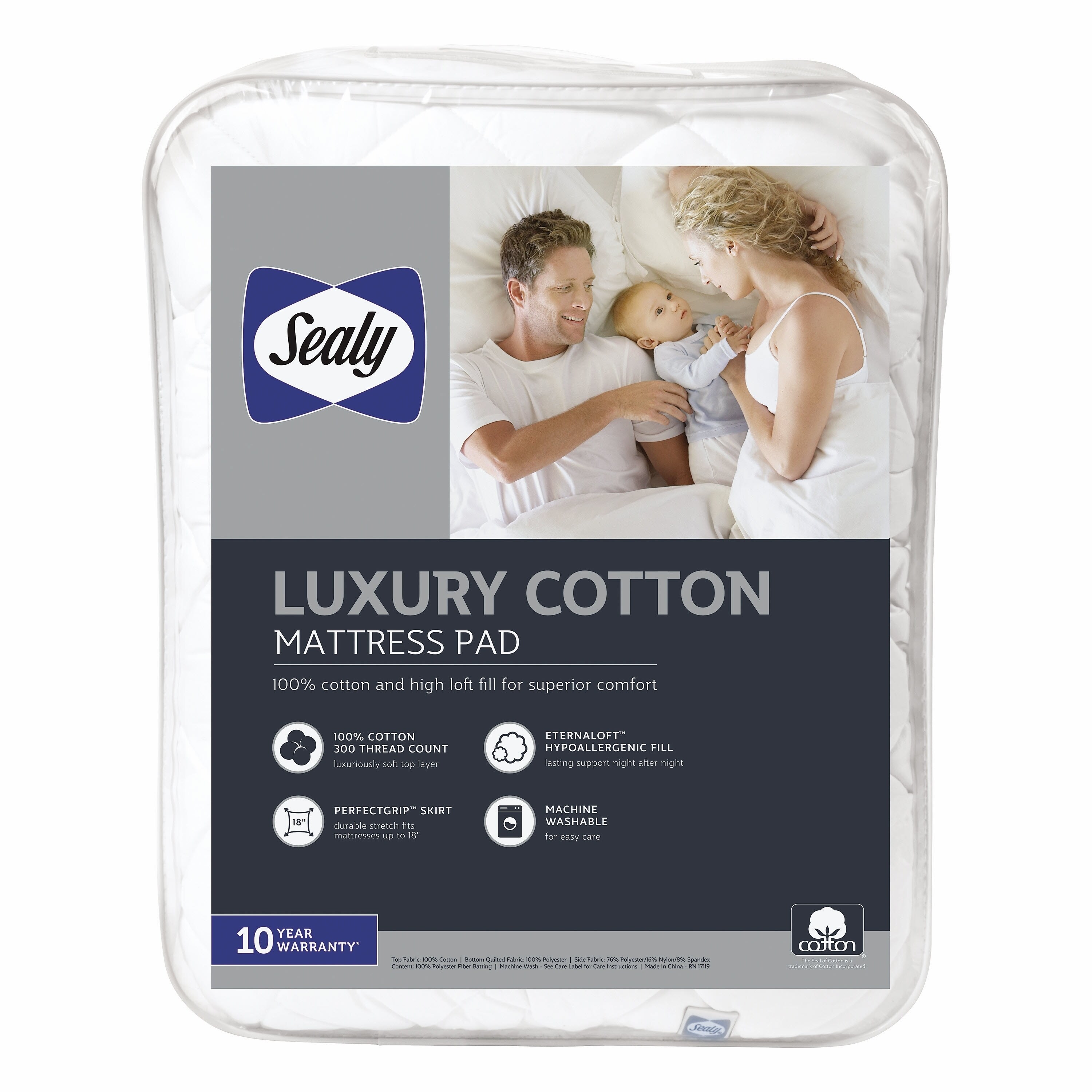 Sealy Luxury Cotton Mattress Pad White On Sale Overstock 22160012