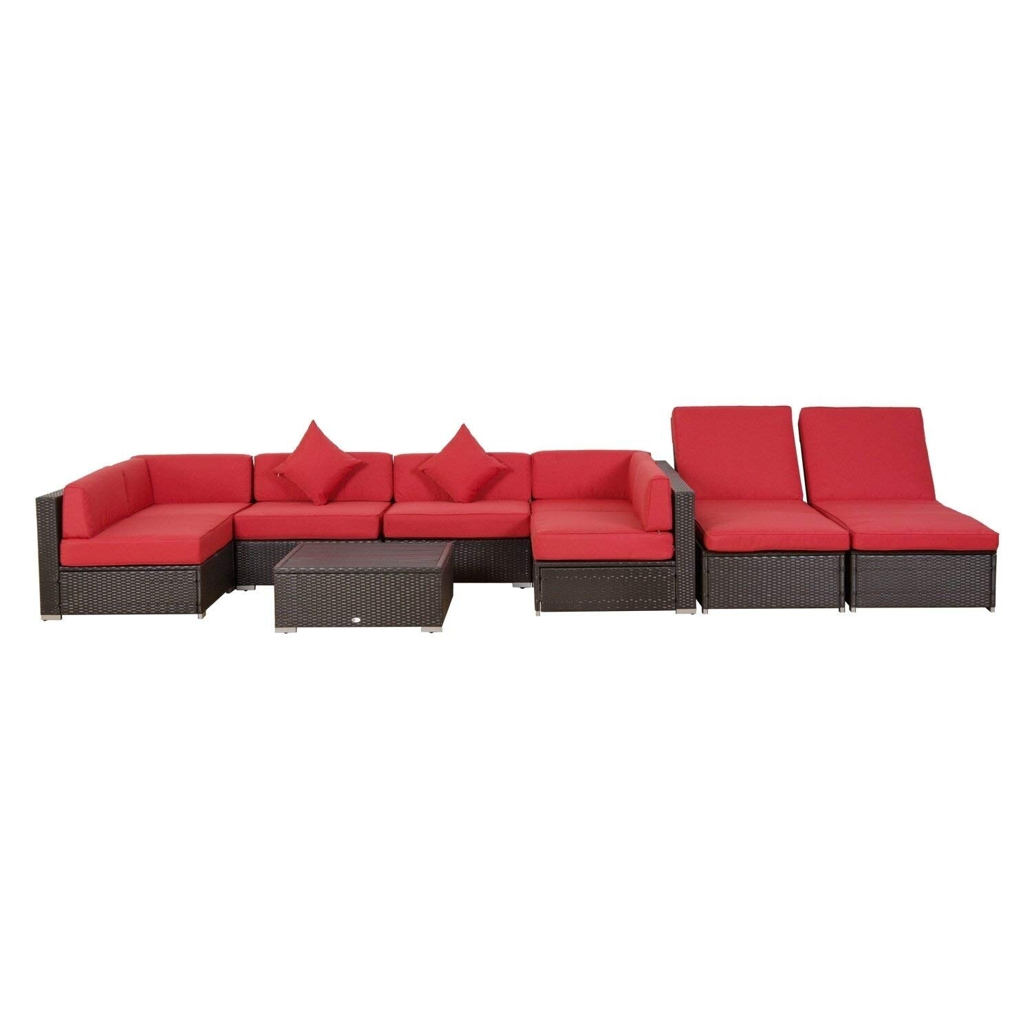 Outsunny 9 Piece Aluminum Outdoor Patio Rattan Wicker Sofa Outsunny 9 Piece Aluminum Outdoor Patio Rattan Wicker Sofa Sectional Furniture Set Crimson Ships To Canada 22286570