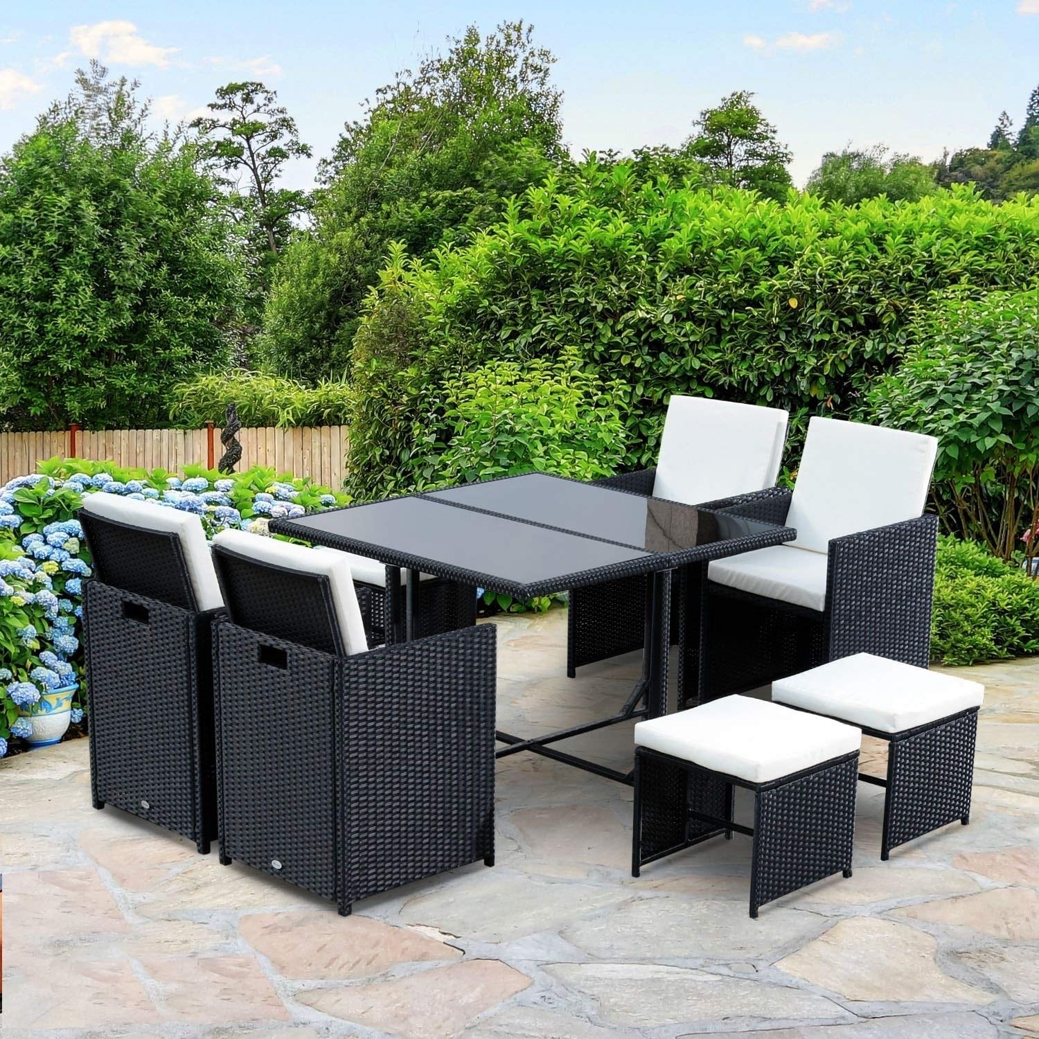 Outsunny 9 Piece Outdoor Rattan Wicker Dining Table And Chairs Outsunny 9 Piece Outdoor Rattan Wicker Dining Table And Chairs Patio Furniture Set Free Shipping Today 22286604