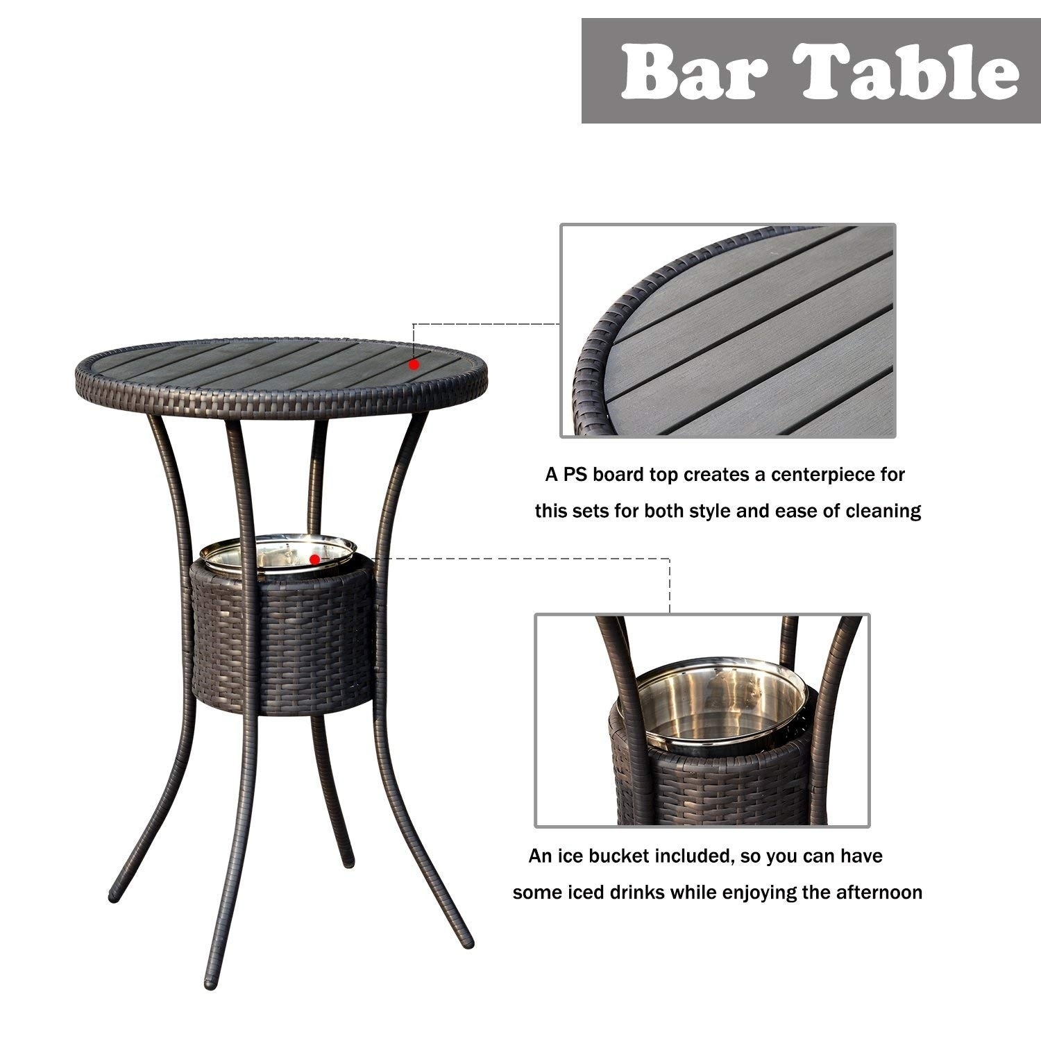Outsunny 3 Piece Outdoor Patio Rattan Wicker Bar Stool Bistro Outsunny 3 Piece Outdoor Patio Rattan Wicker Bar Stool Bistro Set With Ice Buckets Free Shipping Today 22300751