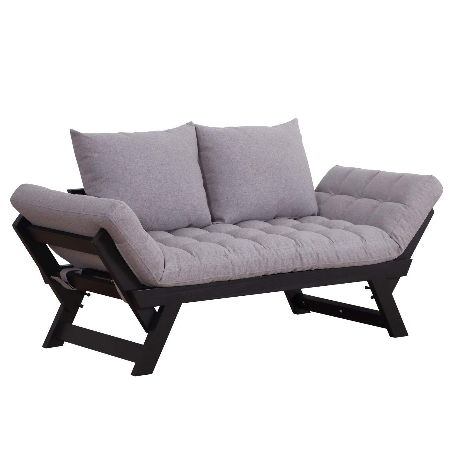 Homcom Single Person 3 Position Convertible Couch Chaise Homcom Single Person 3 Position Convertible Couch Chaise Lounger Sofa Bed Black Light Silver Grey Free Shipping Today 22310413