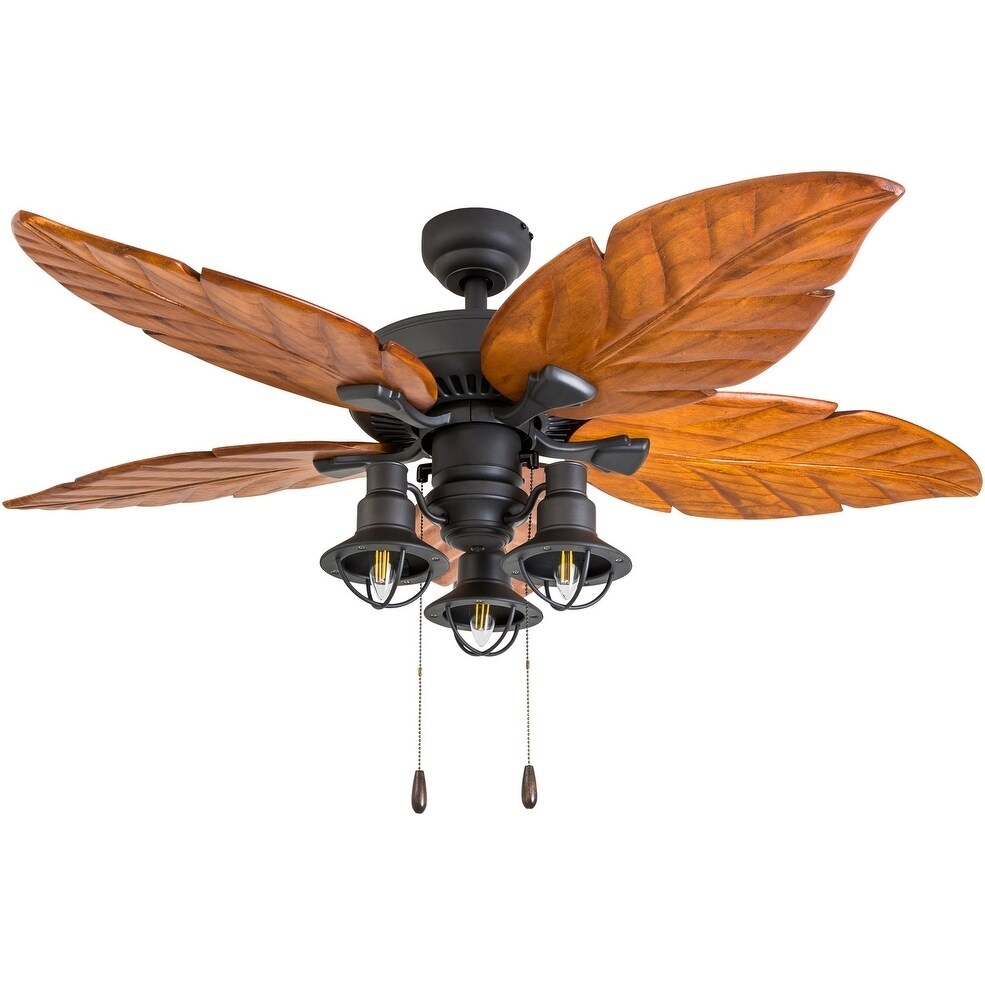 Deer Mountain Tropical Aged Bronze Steel And Wood 52 Inch 3 Deer Mountain Tropical Aged Bronze Steel And Wood 52 Inch 3 Sd Remote Hand Carved Blade Led Lantern Light Ceiling Fan