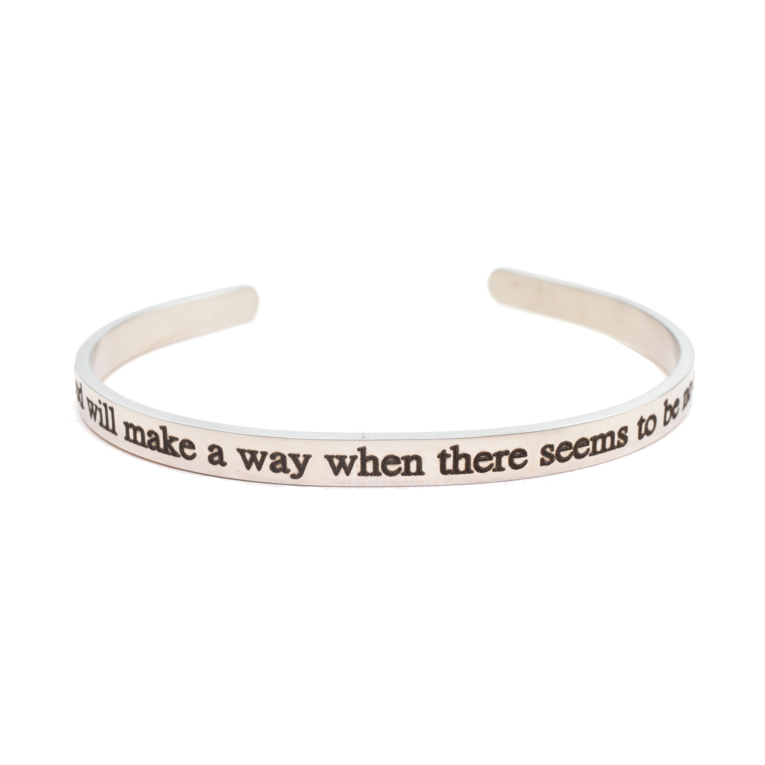 Blue Pink Box Solid Stainless Steel Inspirational Cuff God Will Make A Way