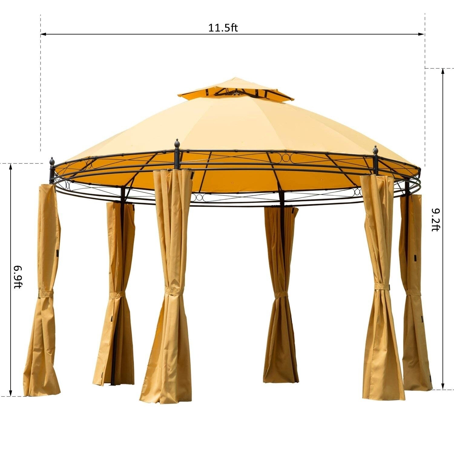 Shop Outsunny 11 5 Metal Round Dome Patio Gazebo Soft Top With