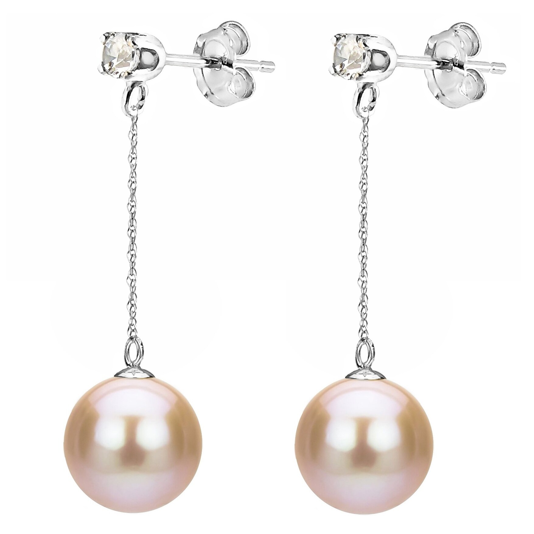 Davonna 14k Rose Gold 1 10cttw Diamond Pink Freshwater Pearl Davonna 14k Rose Gold 1 10cttw Diamond Pink Freshwater Pearl Stud Dangle Earrings On Free Shipping Today 22413030