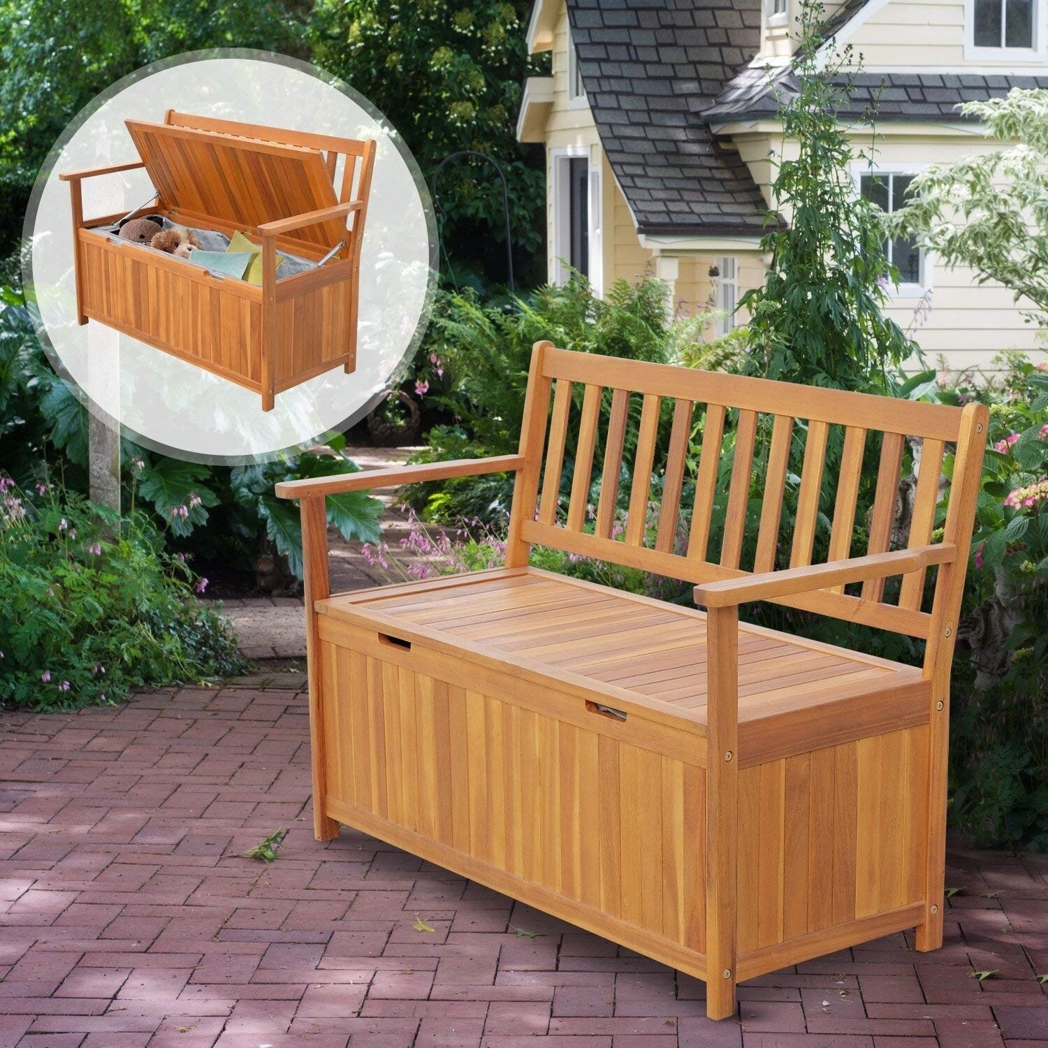 Shop Outsunny 47 Wooden Outdoor Storage Bench With Removable