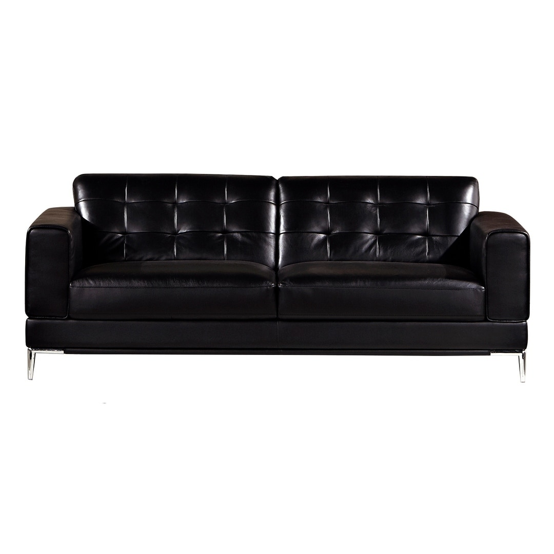 Modern Tufted Black Italian Leather Sofa Free Shipping Today Modern Tufted Black Italian Leather Sofa Free Shipping Today 22466373