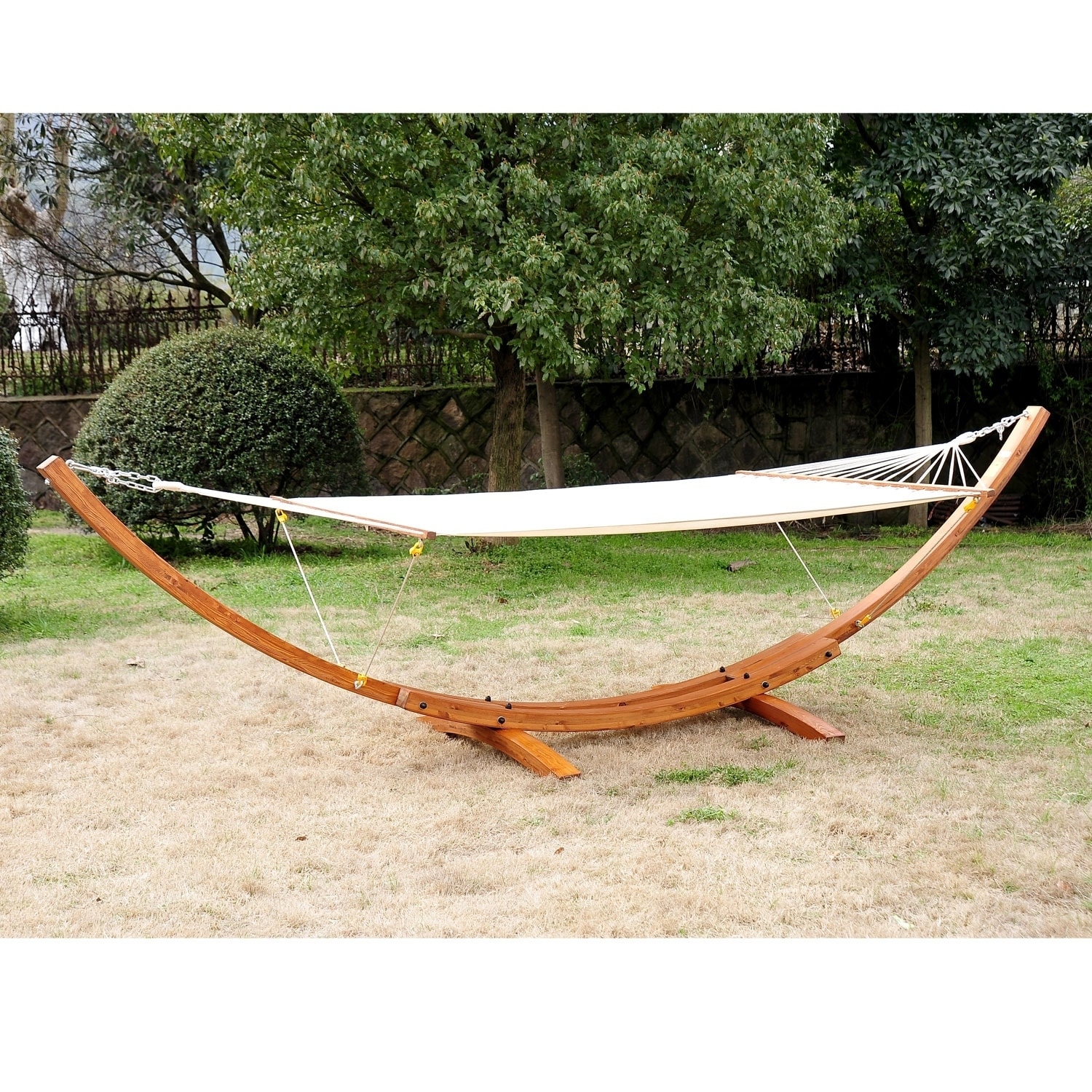 Outsunny Double Wide Wood Arc Outdoor Hammock Stand Set Outsunny Double Wide Wood Arc Outdoor Hammock Stand Set
