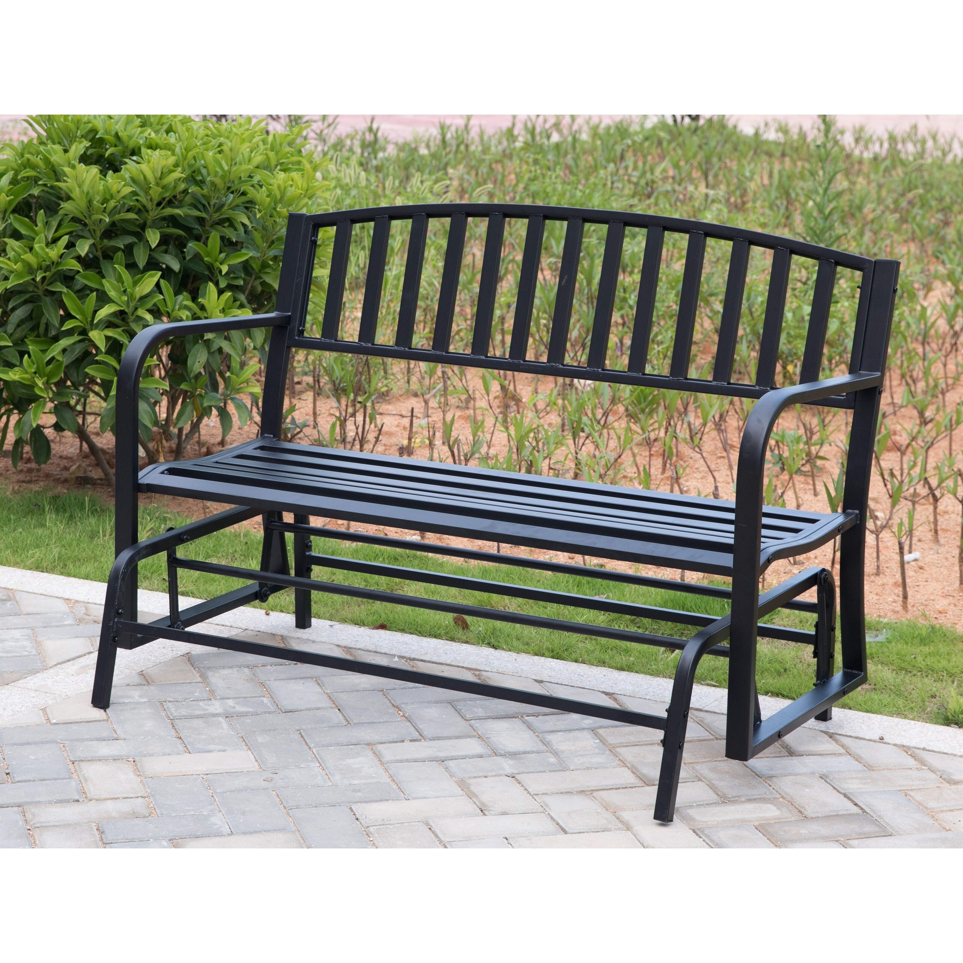 Gardenised Black Steel Patio Garden Park Yard 50 Outdoor Swing Gardenised Black Steel Patio Garden Park Yard 50 Outdoor Swing Glider Bench Powder Coated Free Shipping Today 22528756