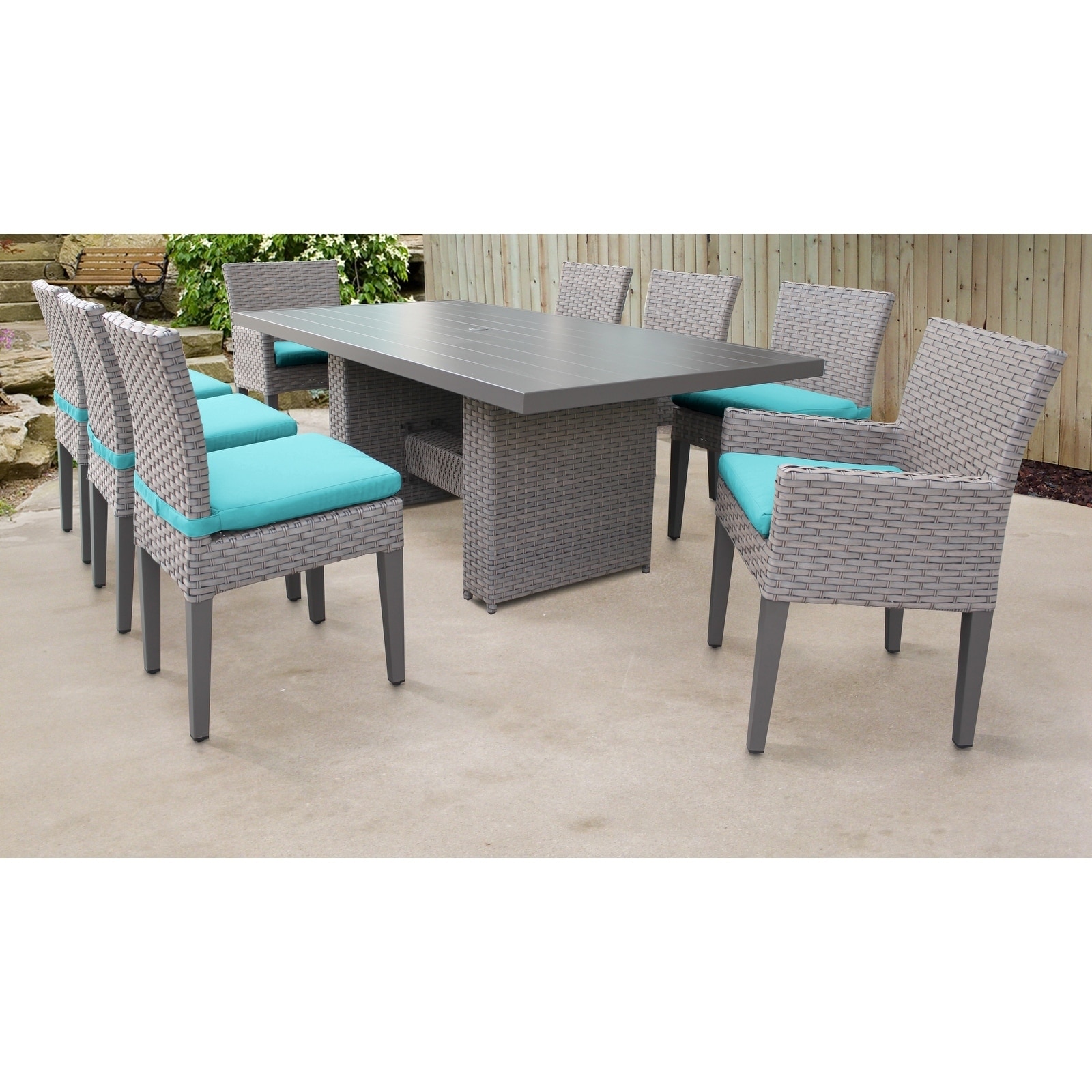 Florence Rectangular Outdoor Patio Dining Table With 6 Armless Florence Rectangular Outdoor Patio Dining Table With 6 Armless Chairs And 2 W Arms